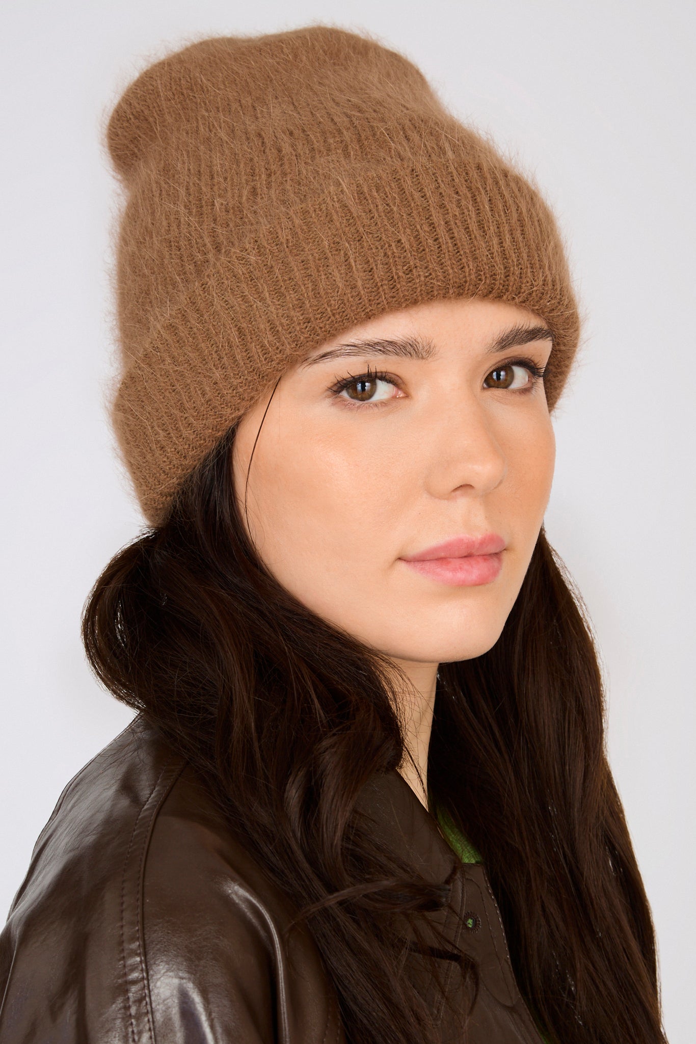 Camel mohair beanie hat_4