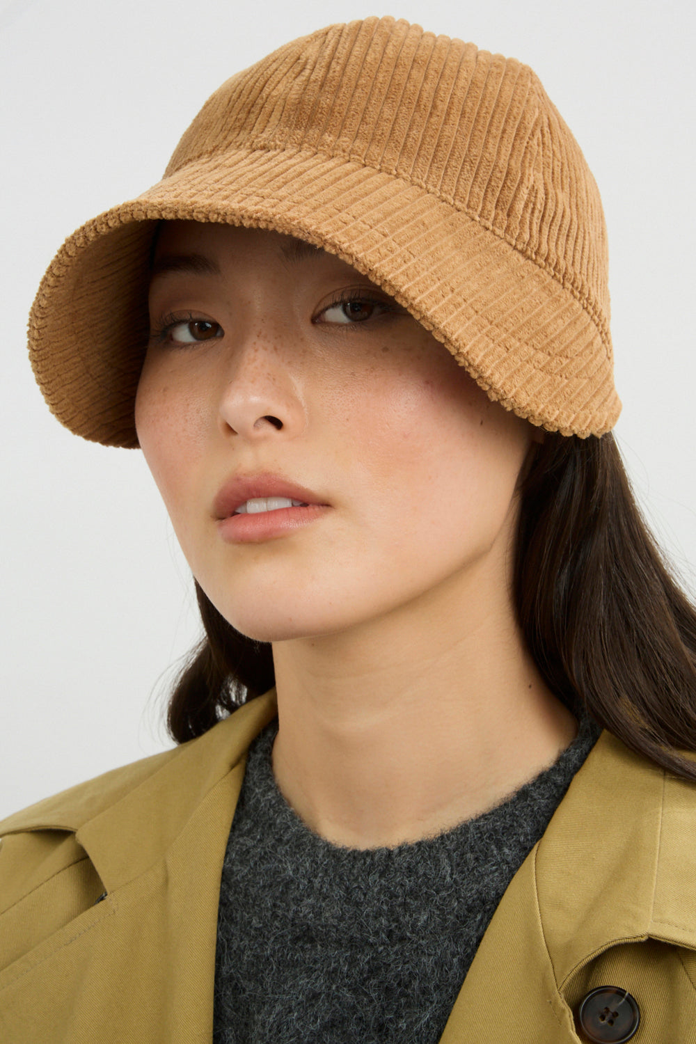 Camel wide wale corduroy cap_1