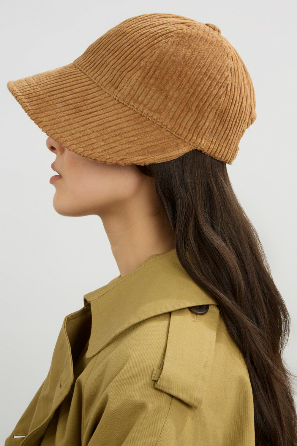 Camel wide wale corduroy cap_2