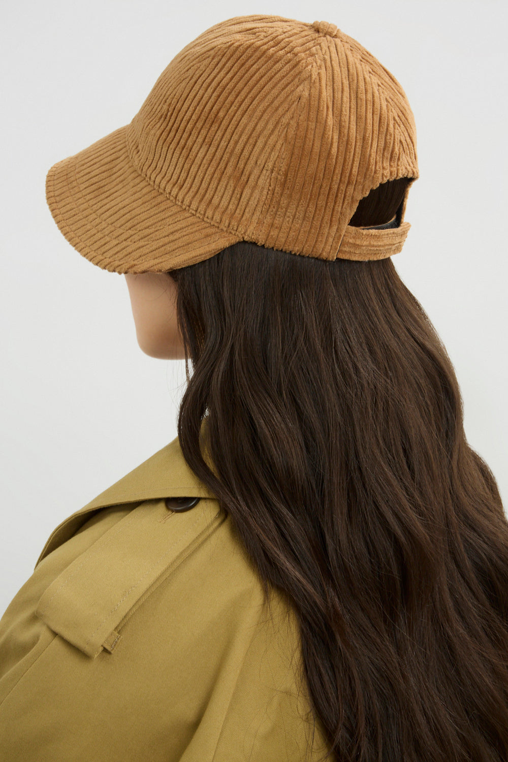 Camel wide wale corduroy cap_3