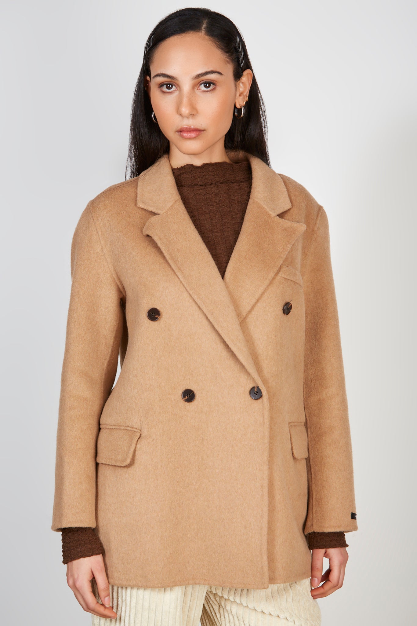 Camel wool blend double breasted blazer_2