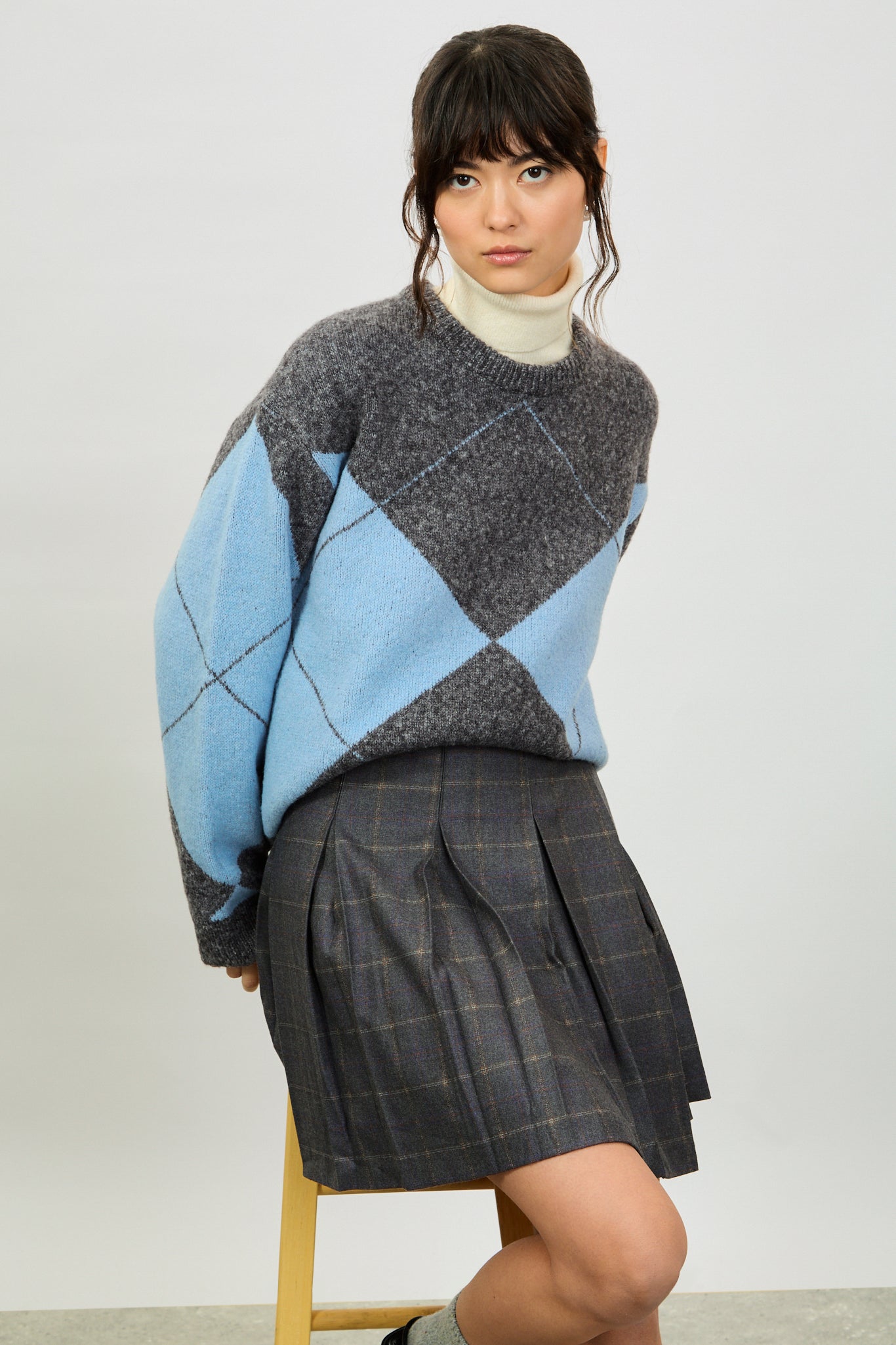 Charcoal and baby blue argyle jumper_5