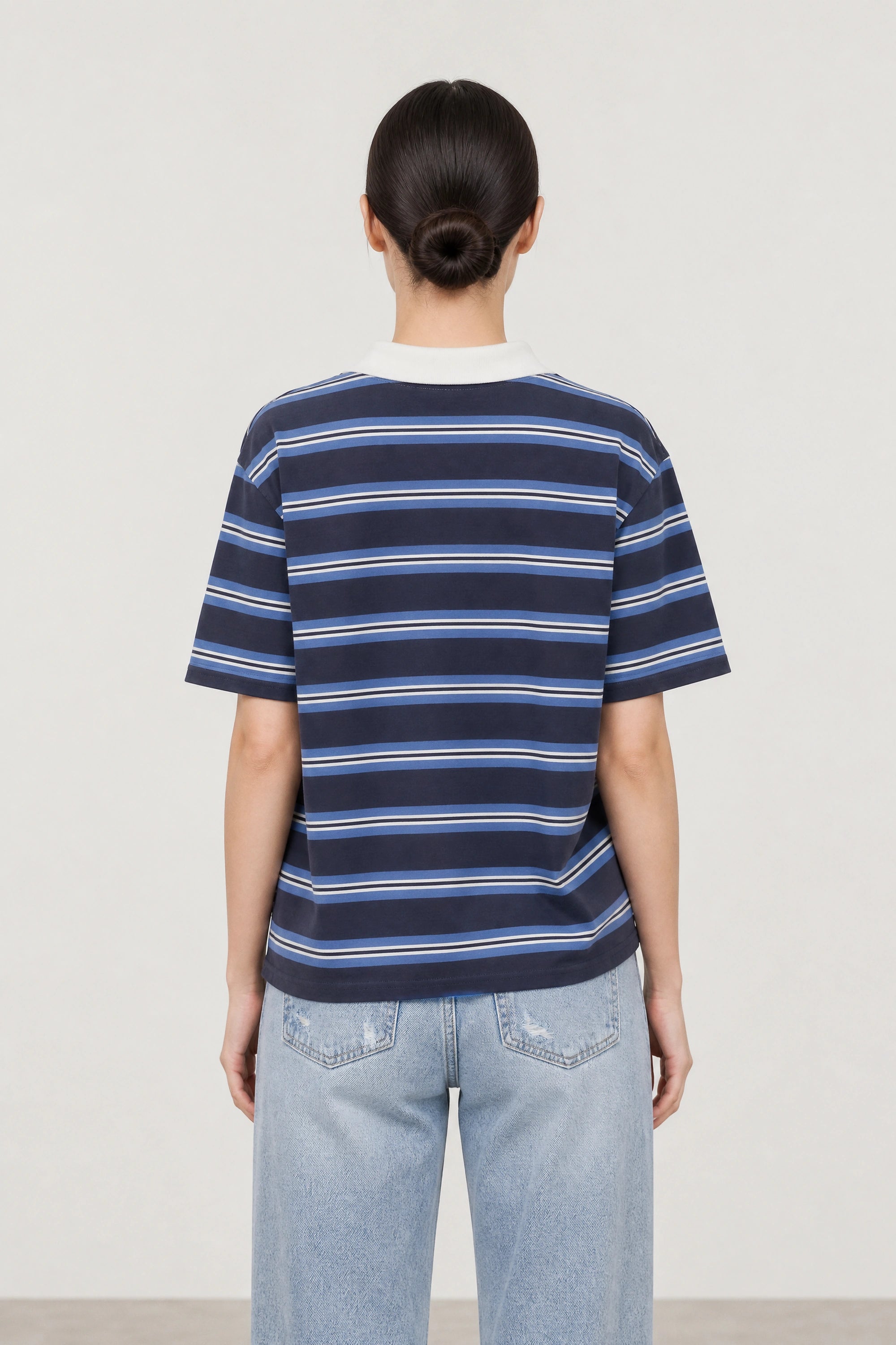 Charcoal and blue striped contrast collar rugby shirt_2