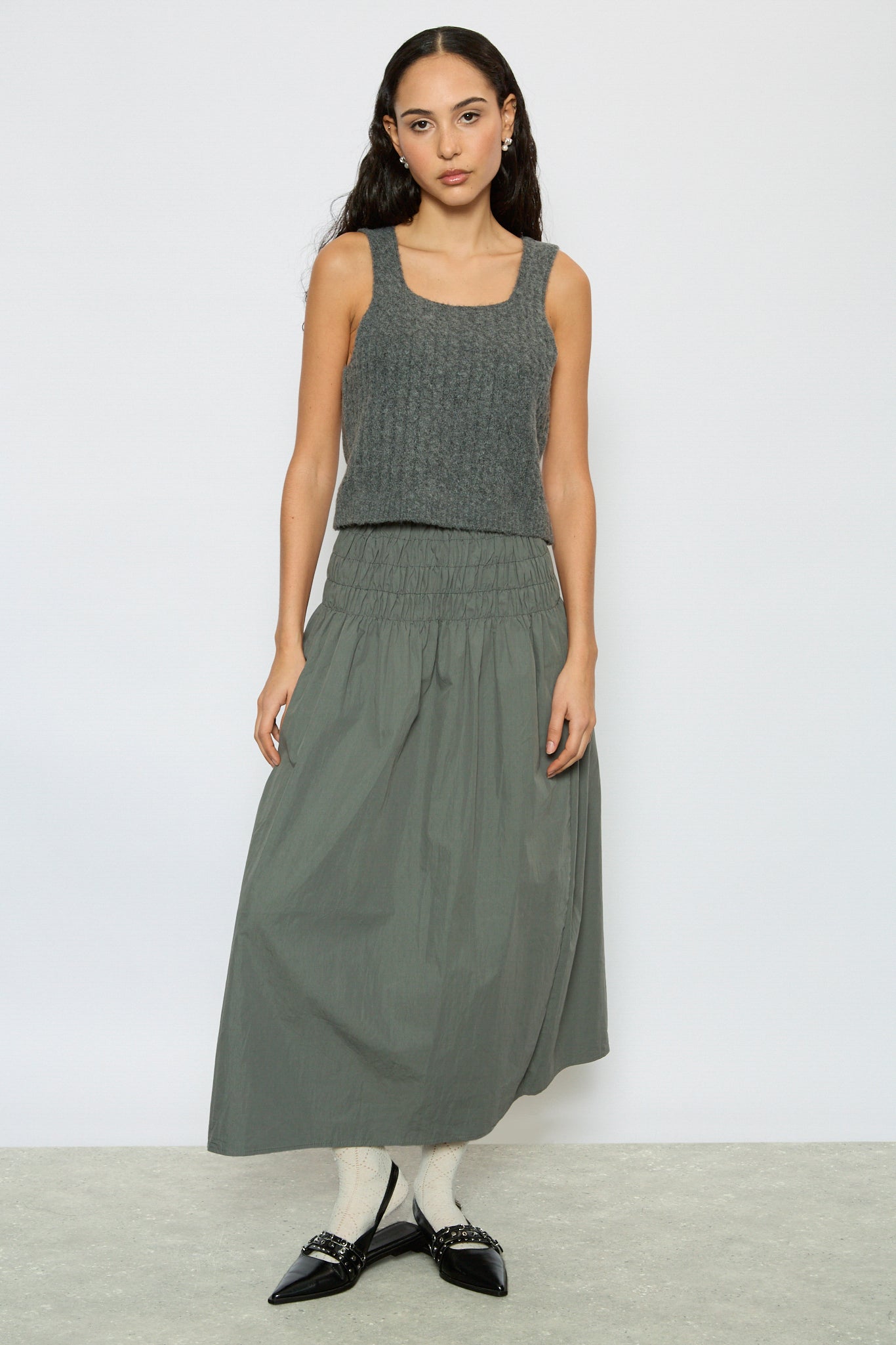 Charcoal braided knit tank_4