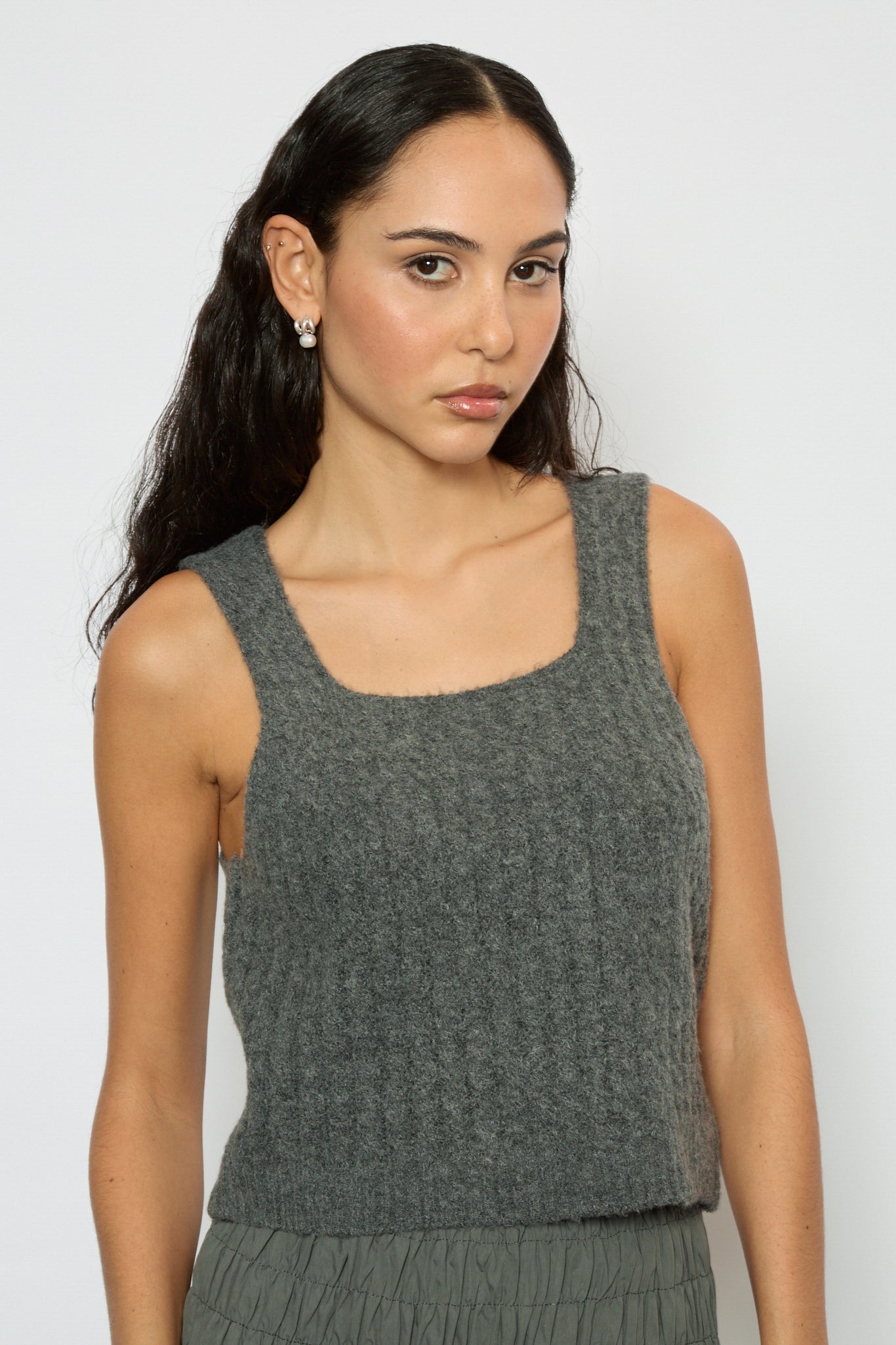 Charcoal braided knit tank_1
