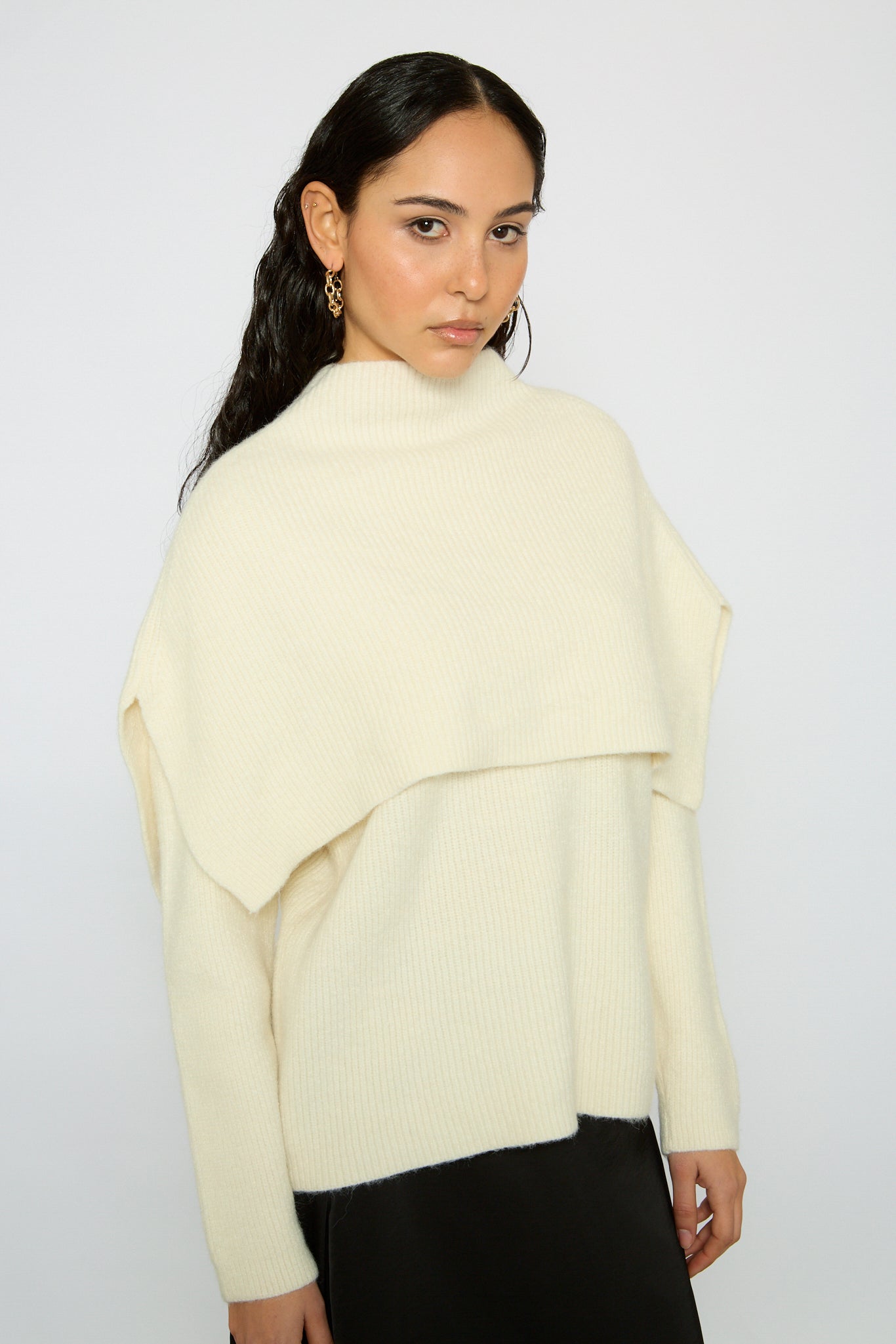 Ivory double layered mock neck jumper_1