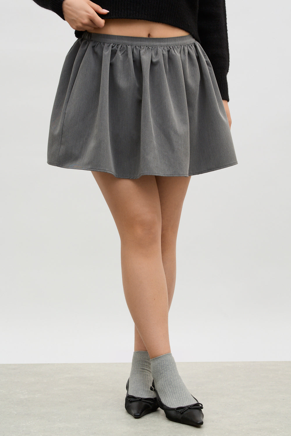 Charcoal grey circle mini skirt_1