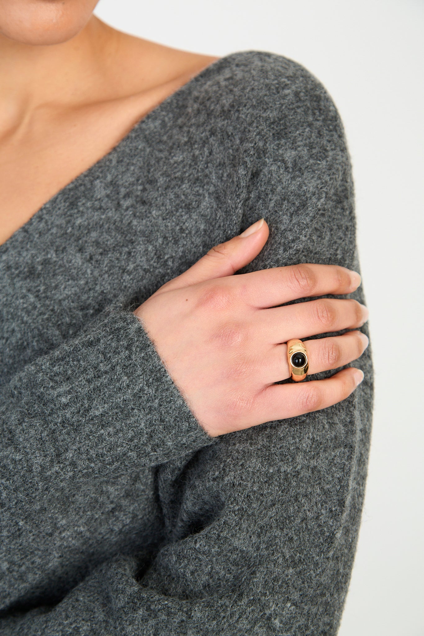 Charcoal grey cross front jumper_3