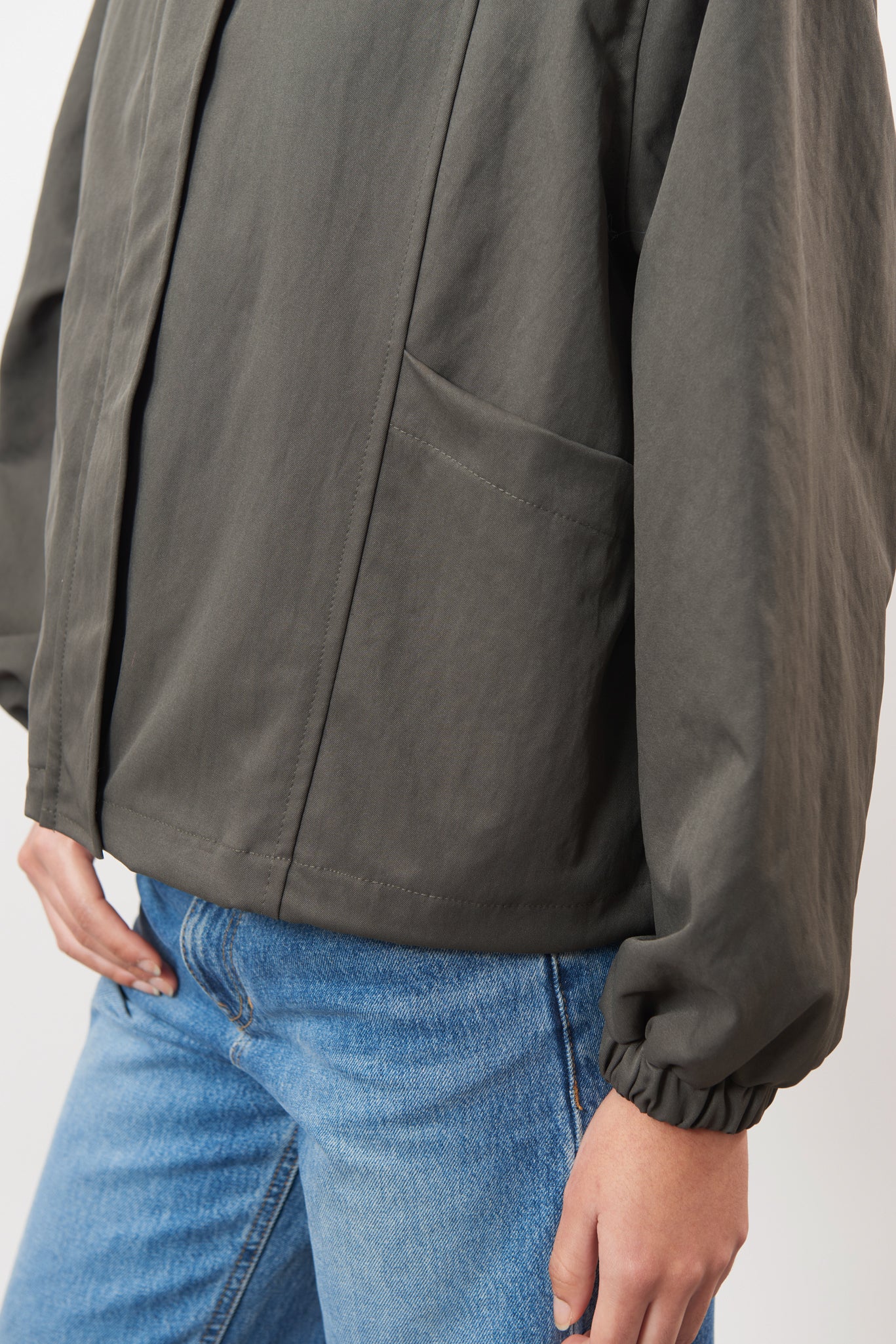 Charcoal grey diagonal pocket bomber jacket_5