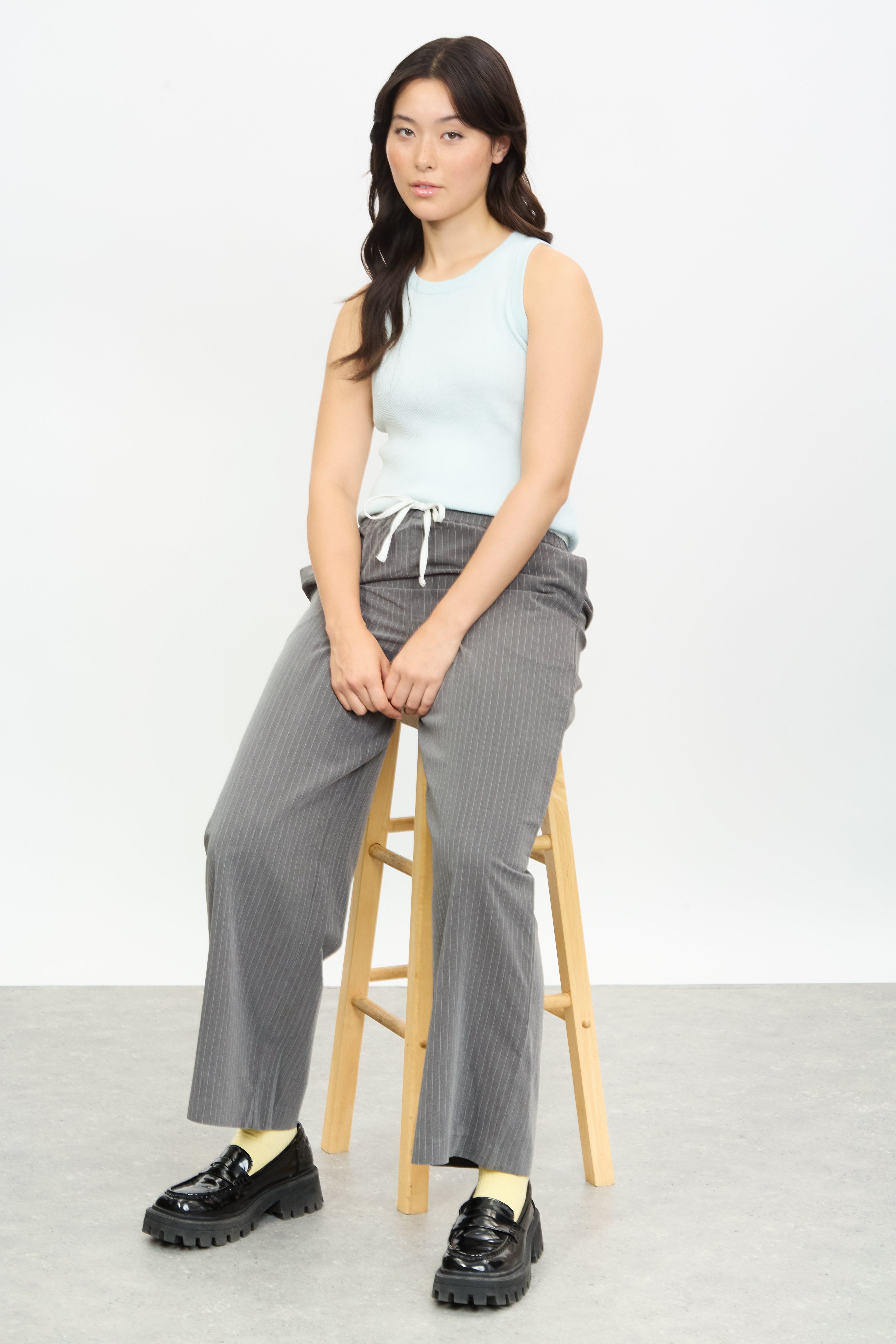 Charcoal grey pinstripe boxer trousers_5