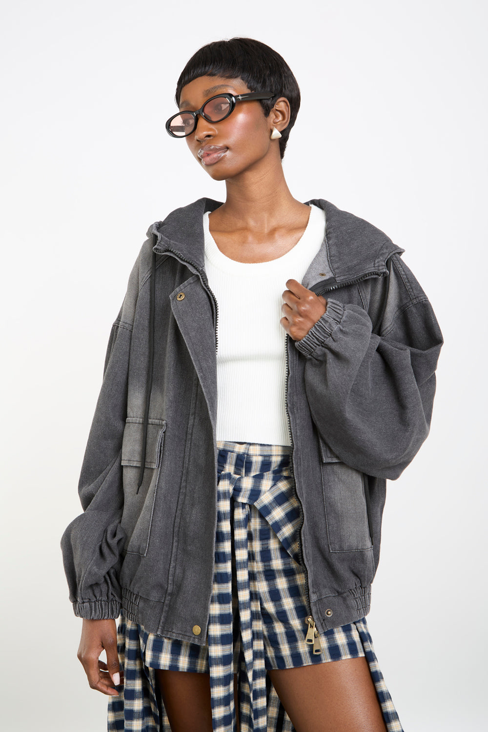 Charcoal hooded denim jacket_2