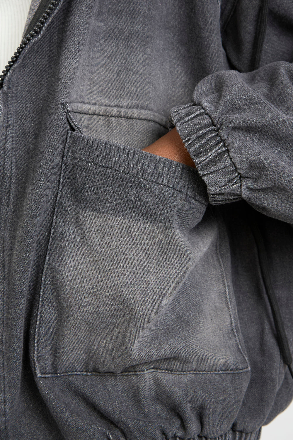 Charcoal hooded denim jacket_4