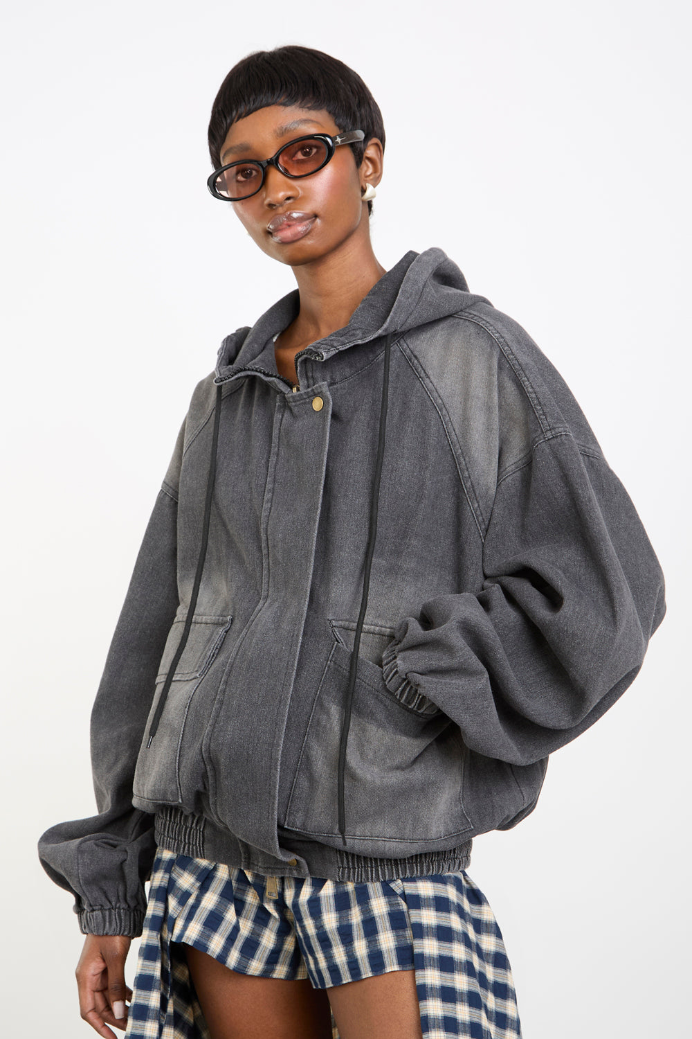 Charcoal hooded denim jacket_1