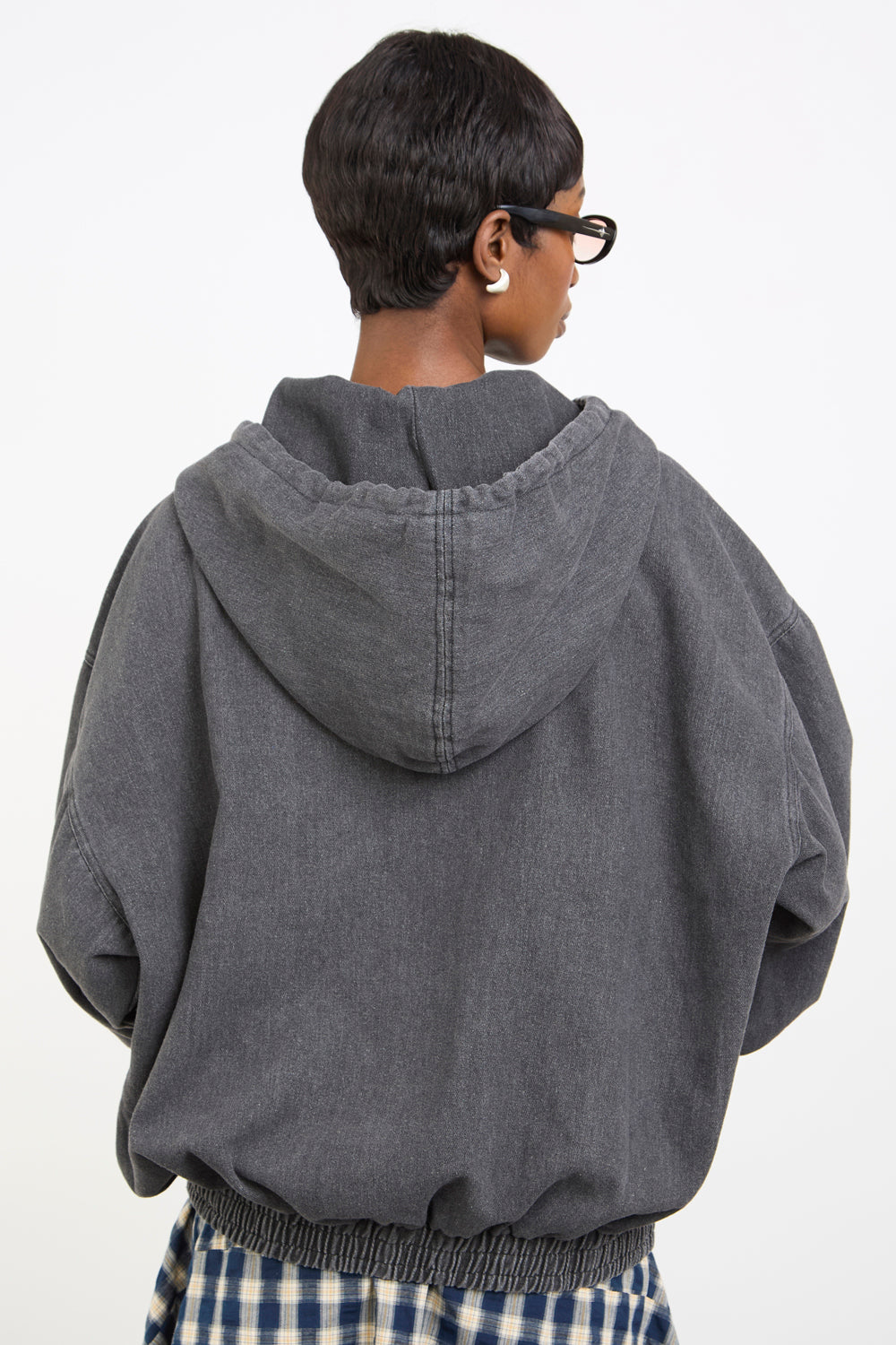 Charcoal hooded denim jacket_3