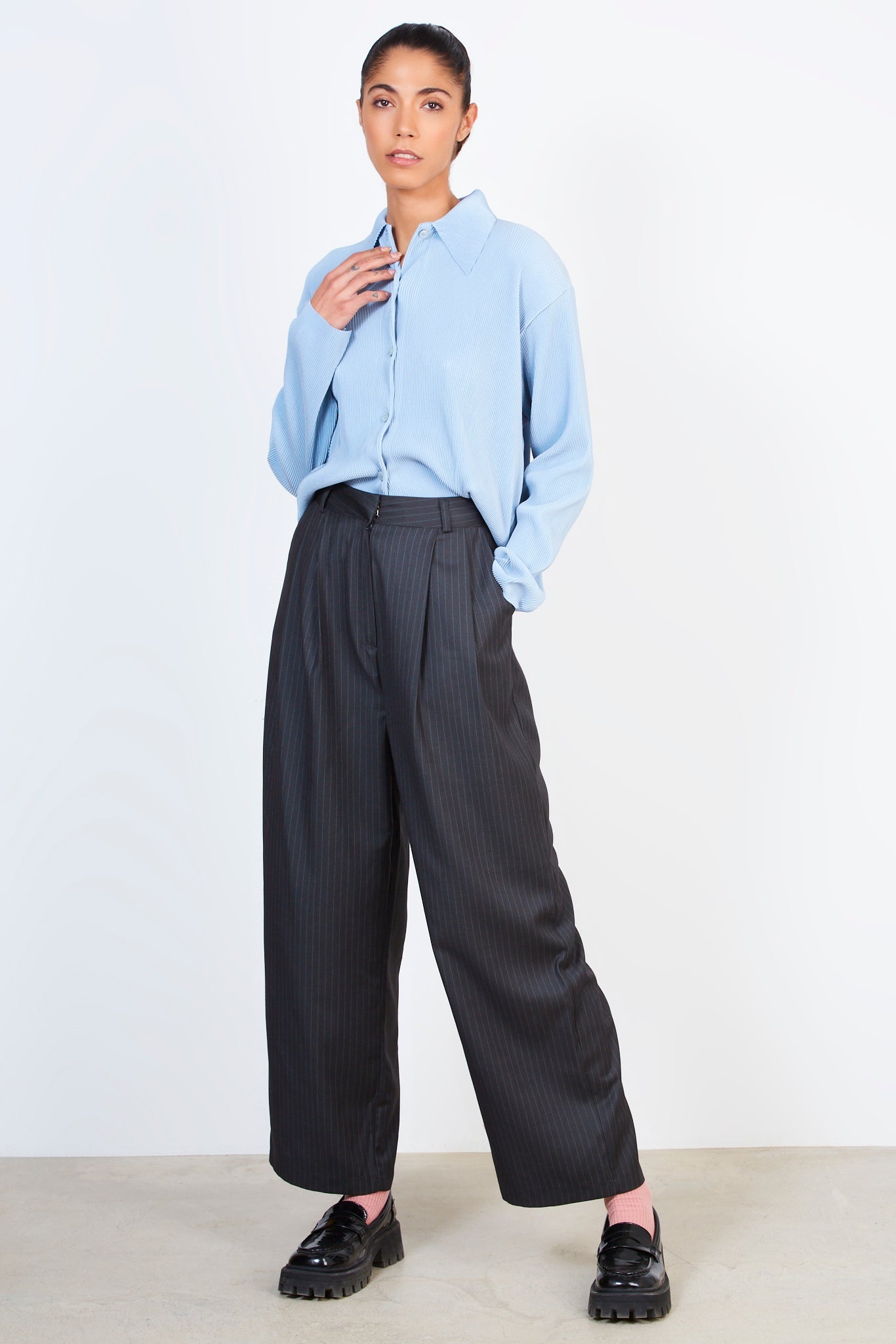 Charcoal and white pinstripe trousers_3