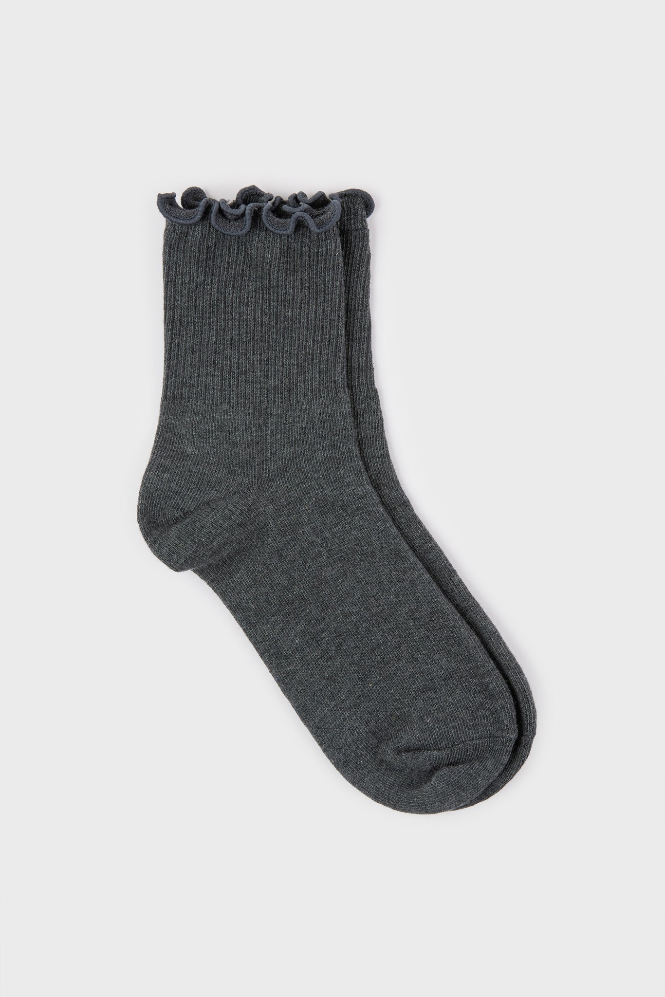 Charcoal grey ruffle trim socks_2
