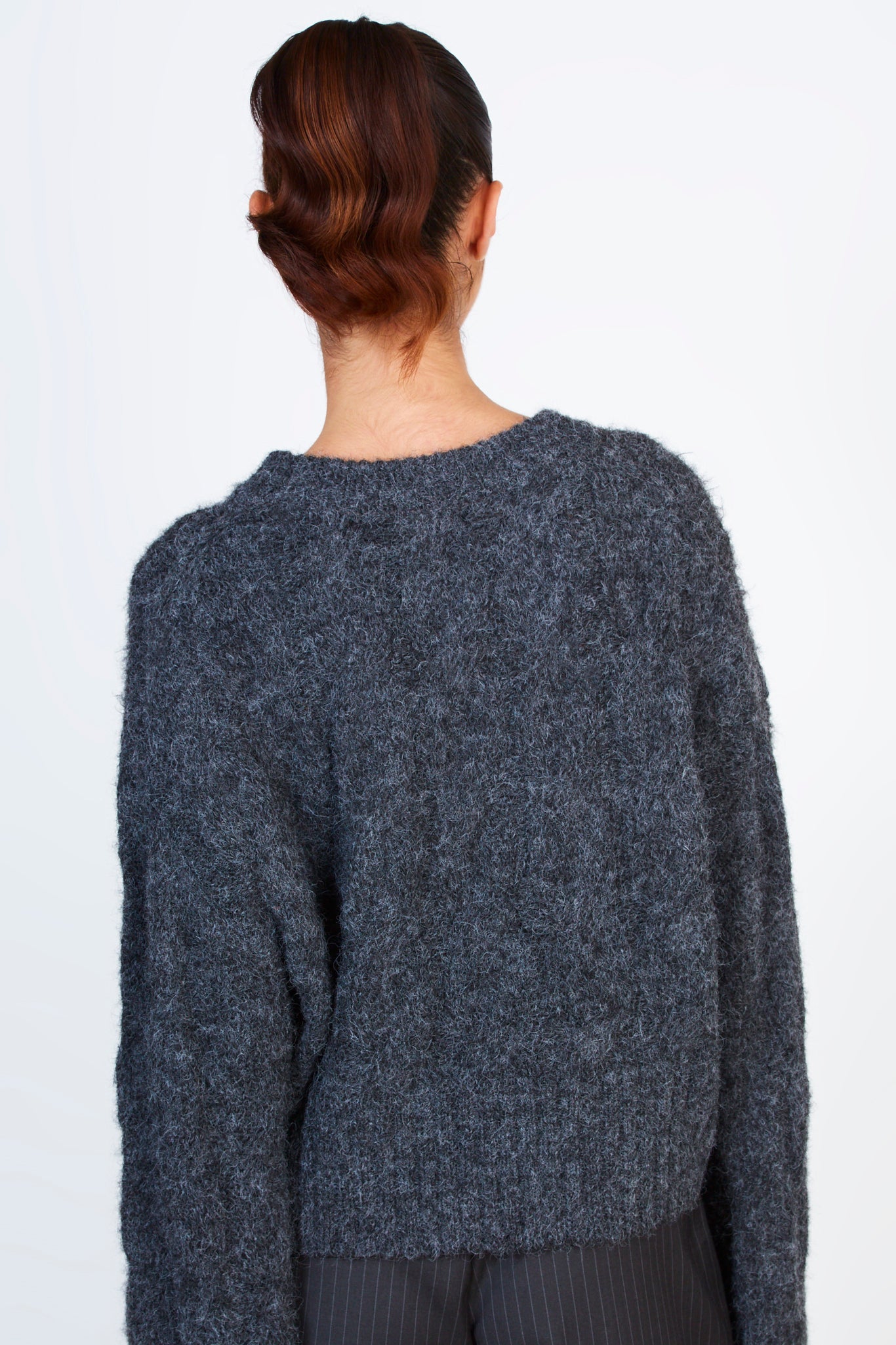 Charcoal grey wool blend cableknit jumper_2