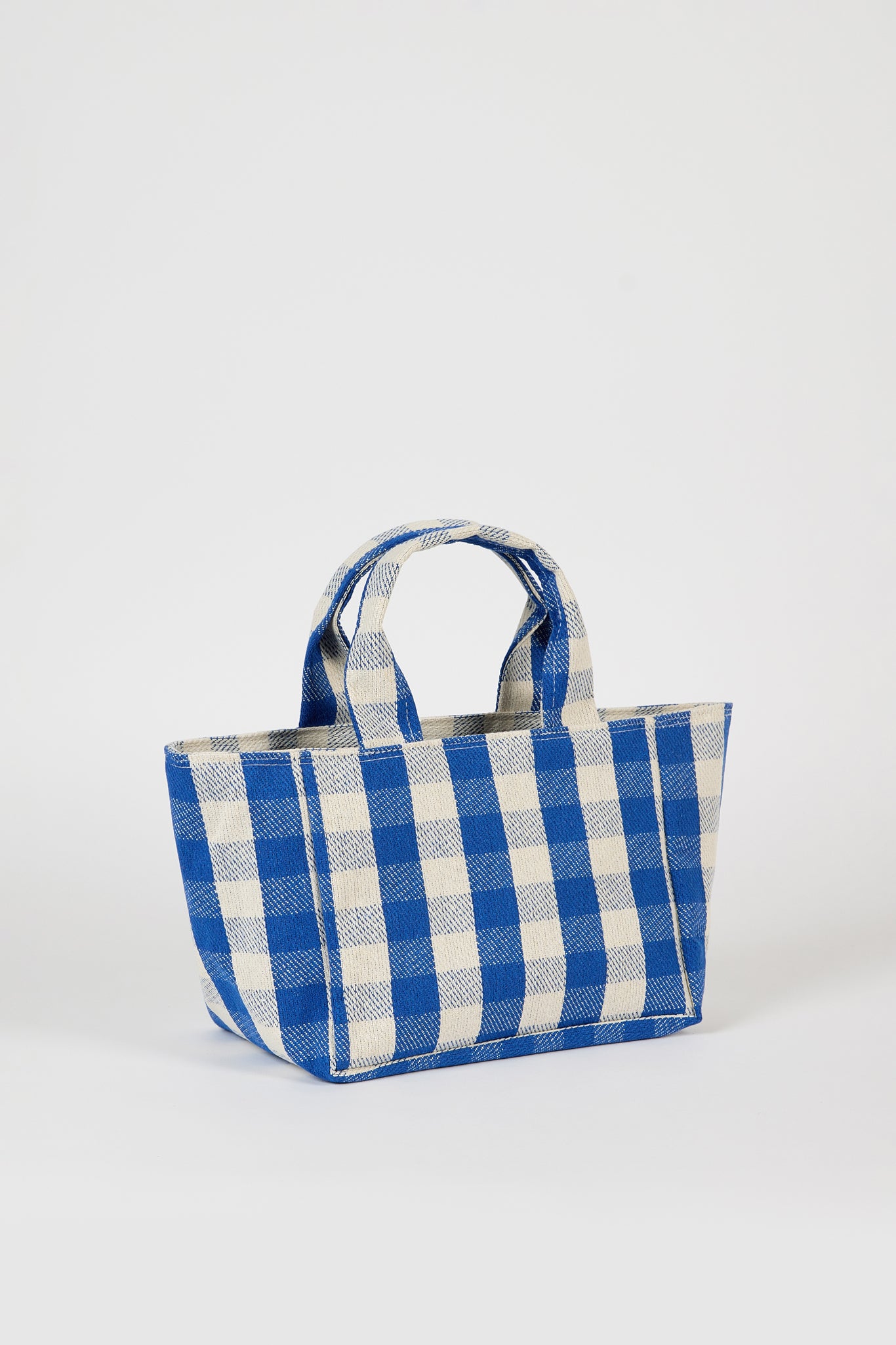 Cobalt blue giant check mini tote bag_2