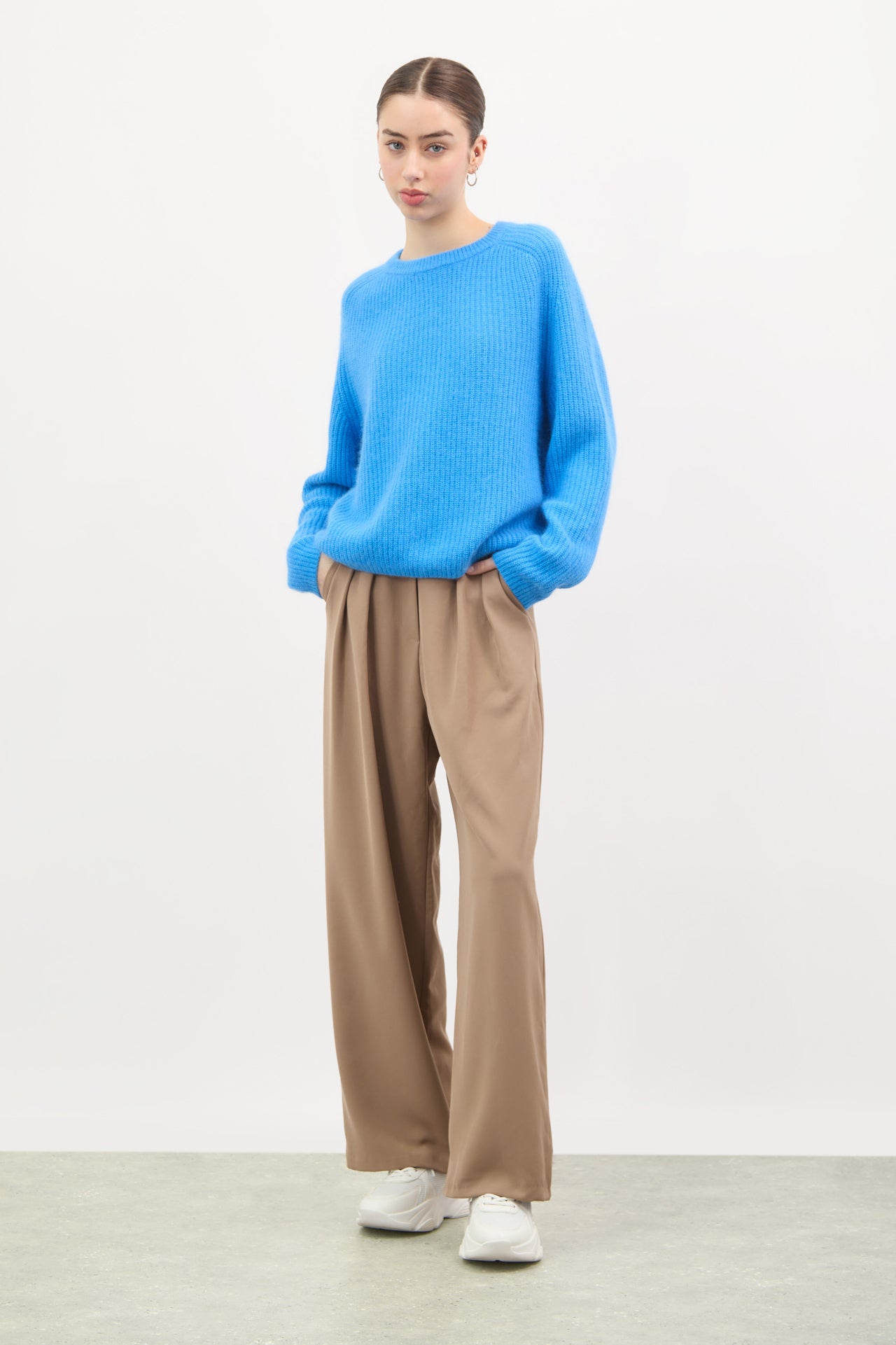 Cobalt blue pure wool ribbed jumper_4