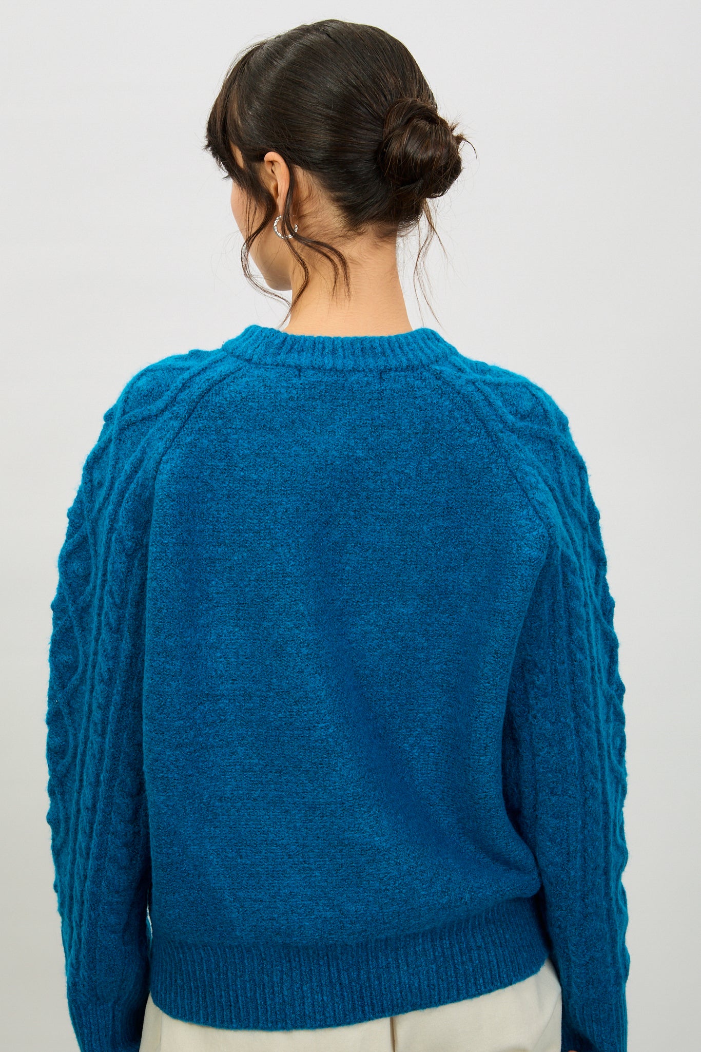 Cobalt bobble cable knit crew neck jumper_2