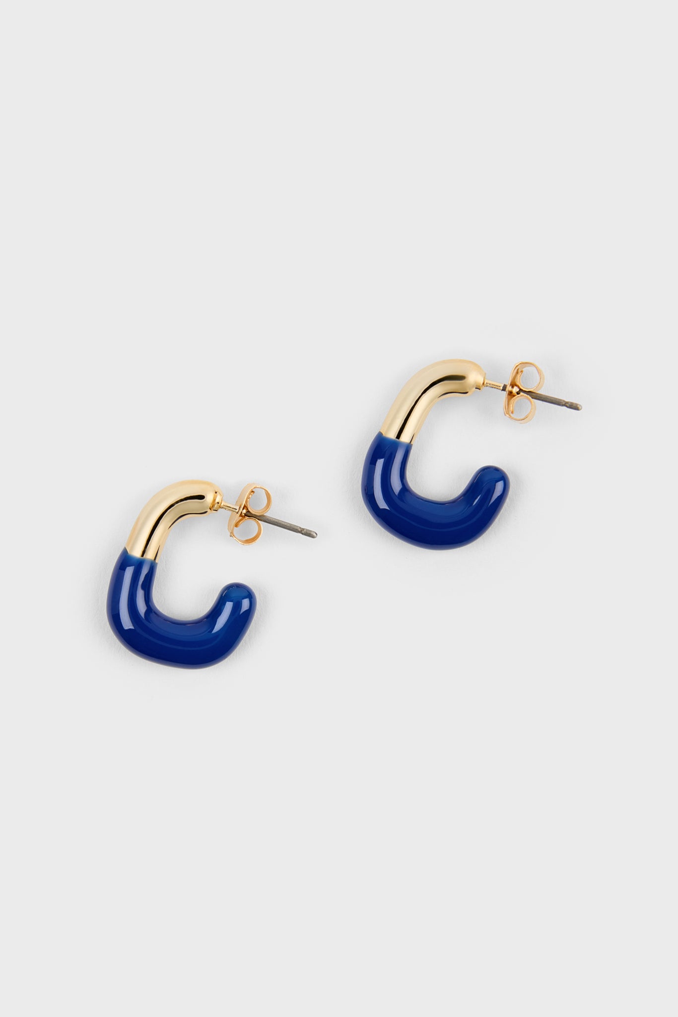Cobalt enamel dipped gold square mini hoop earrings_1