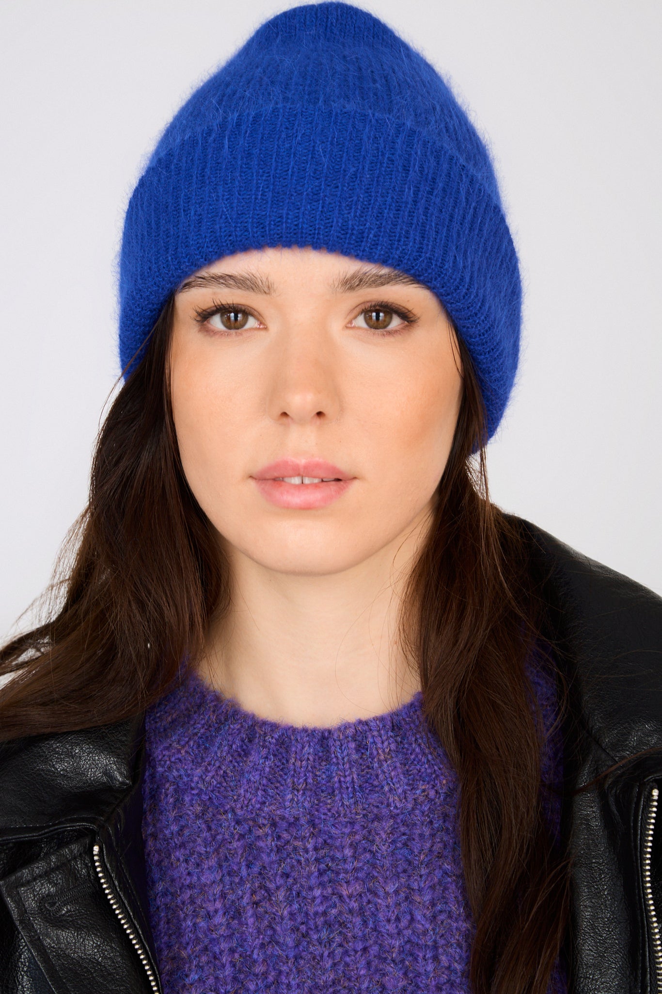 Cobalt blue mohair beanie hat_3