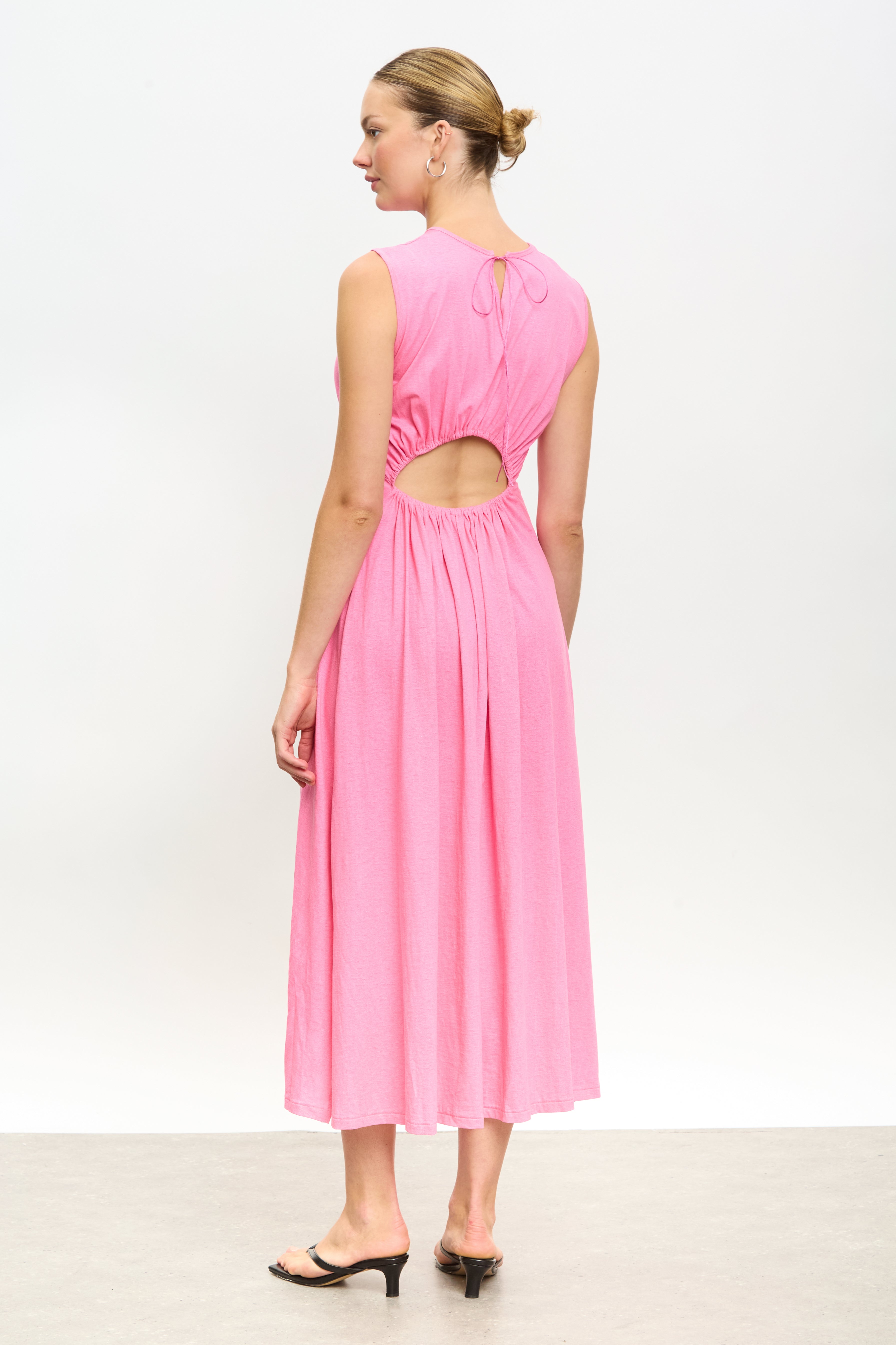 Coral peek back jersey dress_1