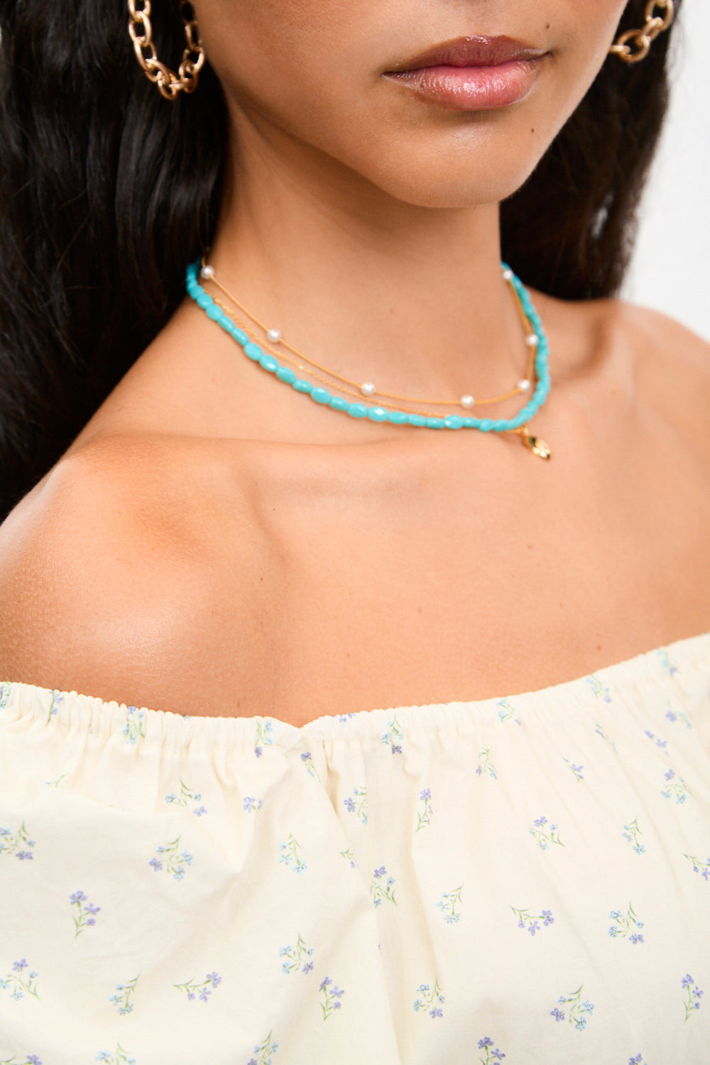 Cream and blue ditsy floral mini dress_4