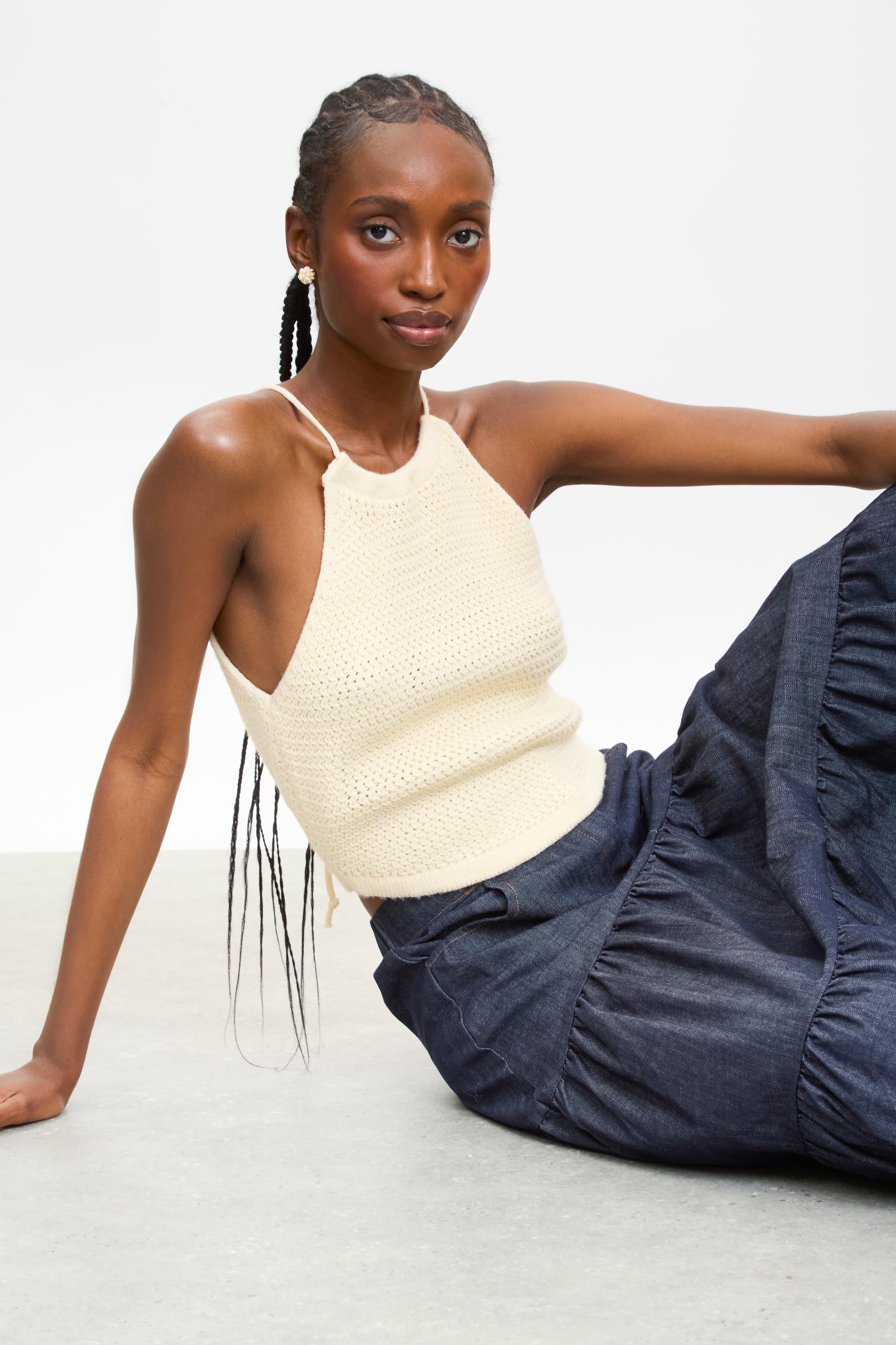 Cream crochet halter top_5