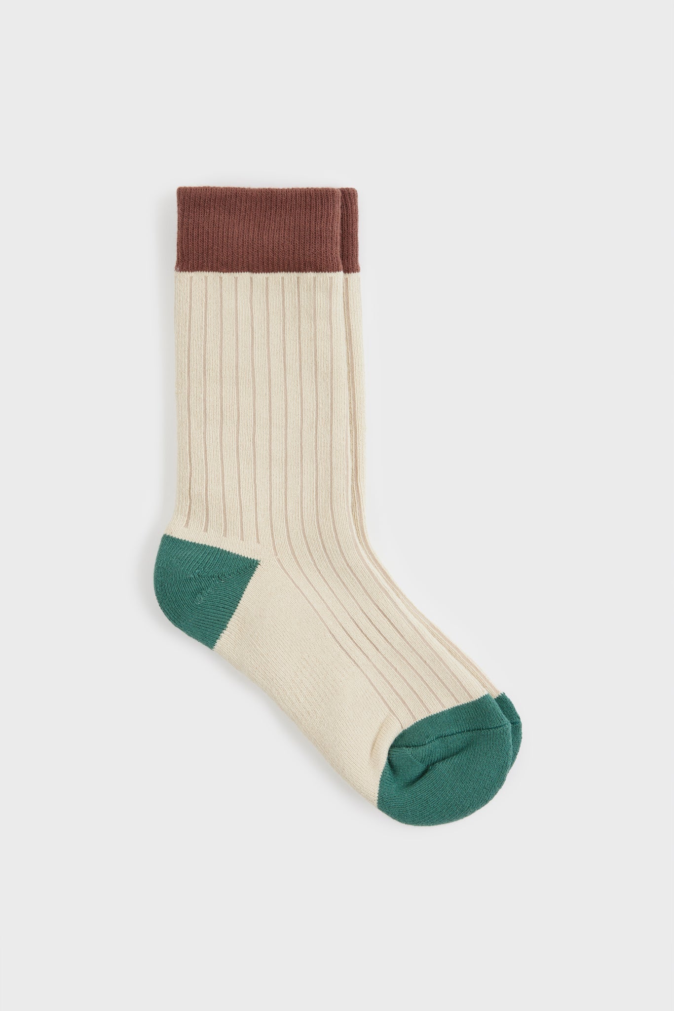 Cream ribbed tricolour block socks_2