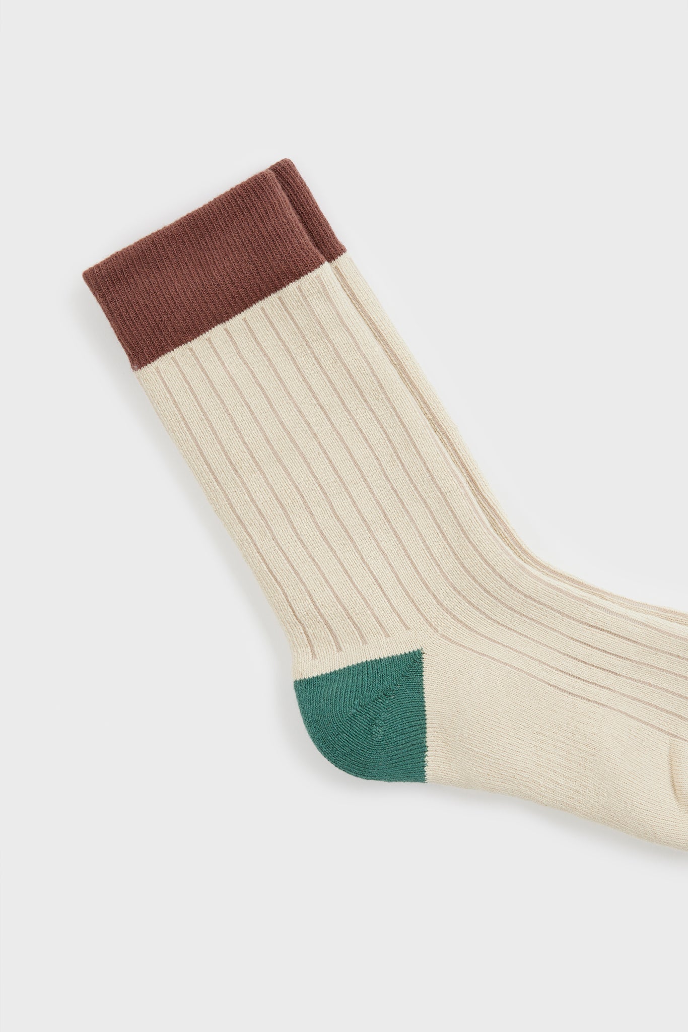 Cream ribbed tricolour block socks_3