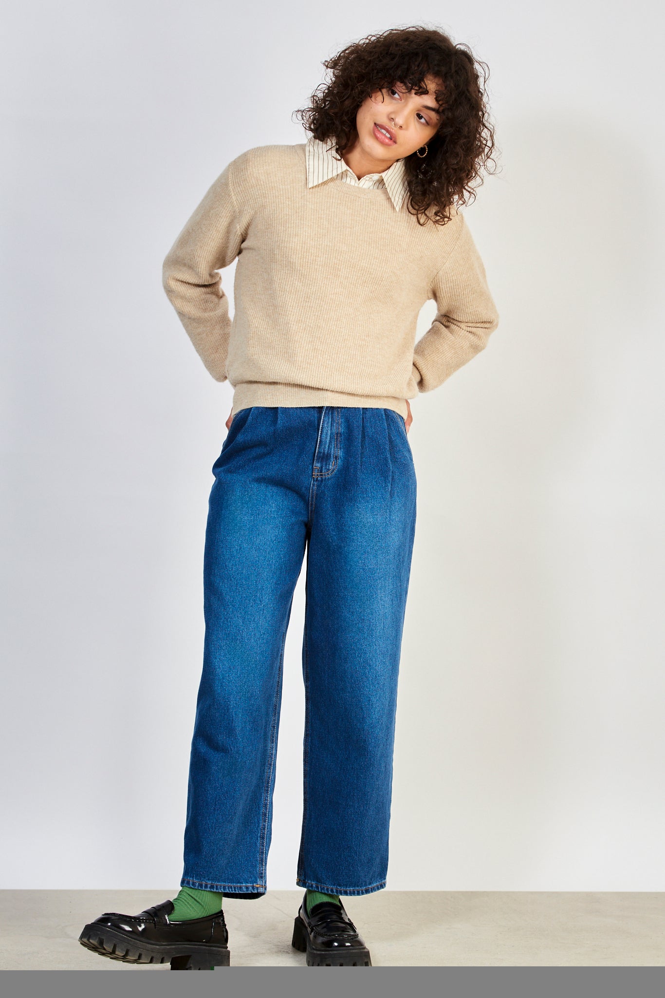 Dark beige alpaca blend ribbed jumper_5