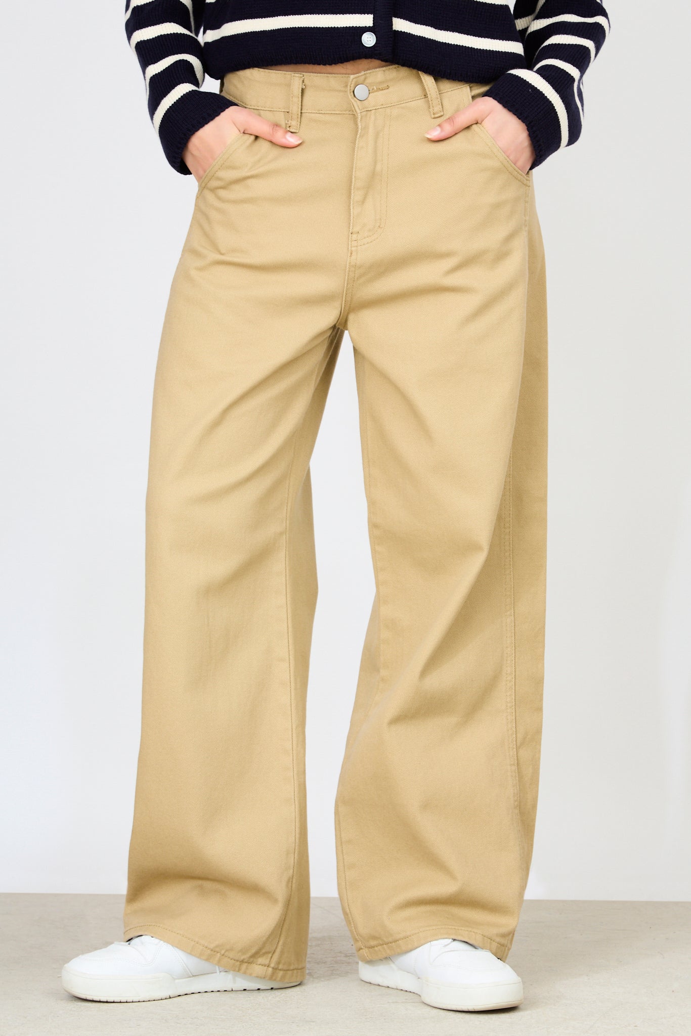 Dark beige super wide leg jeans_1