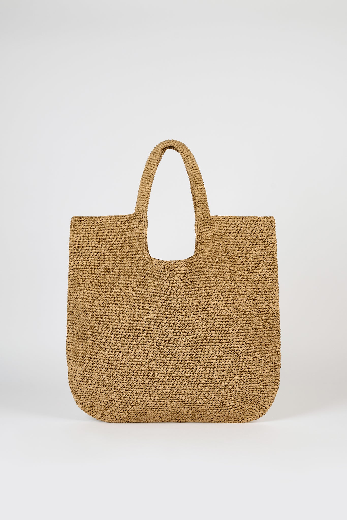 Dark beige tight weave straw tote bag_1