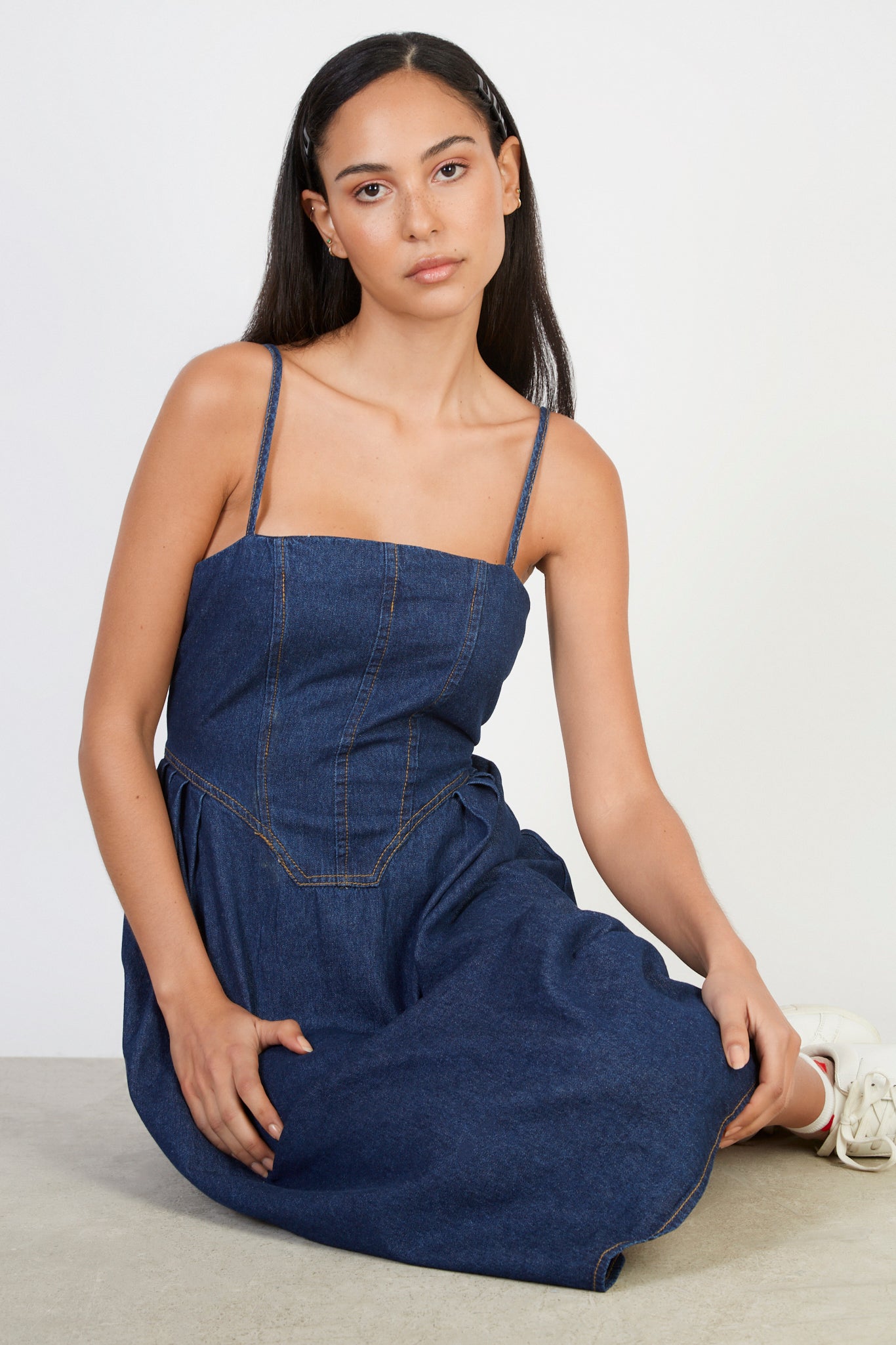Dark blue denim corset dress_5