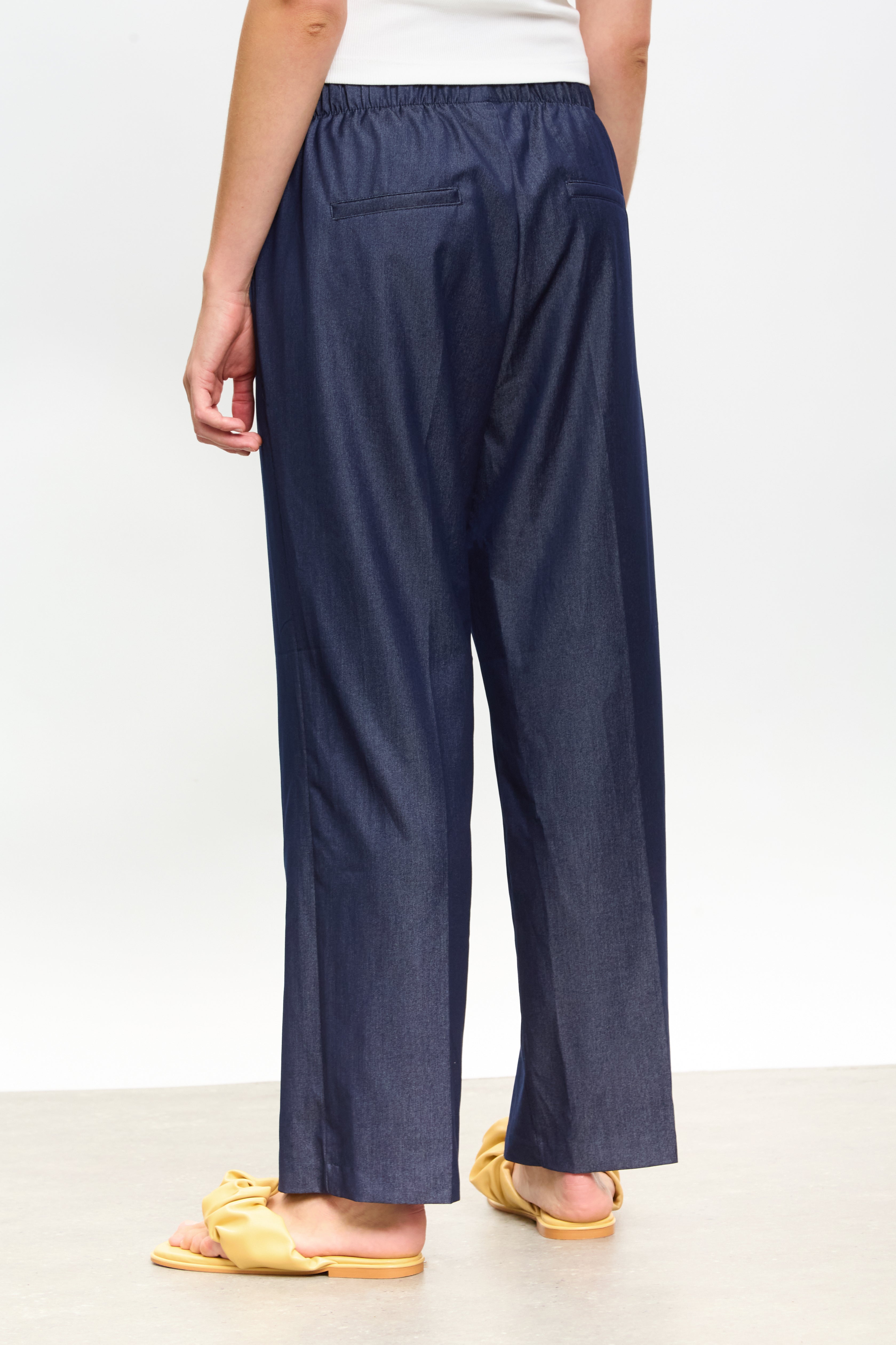 Dark blue denim drawstring trousers_2