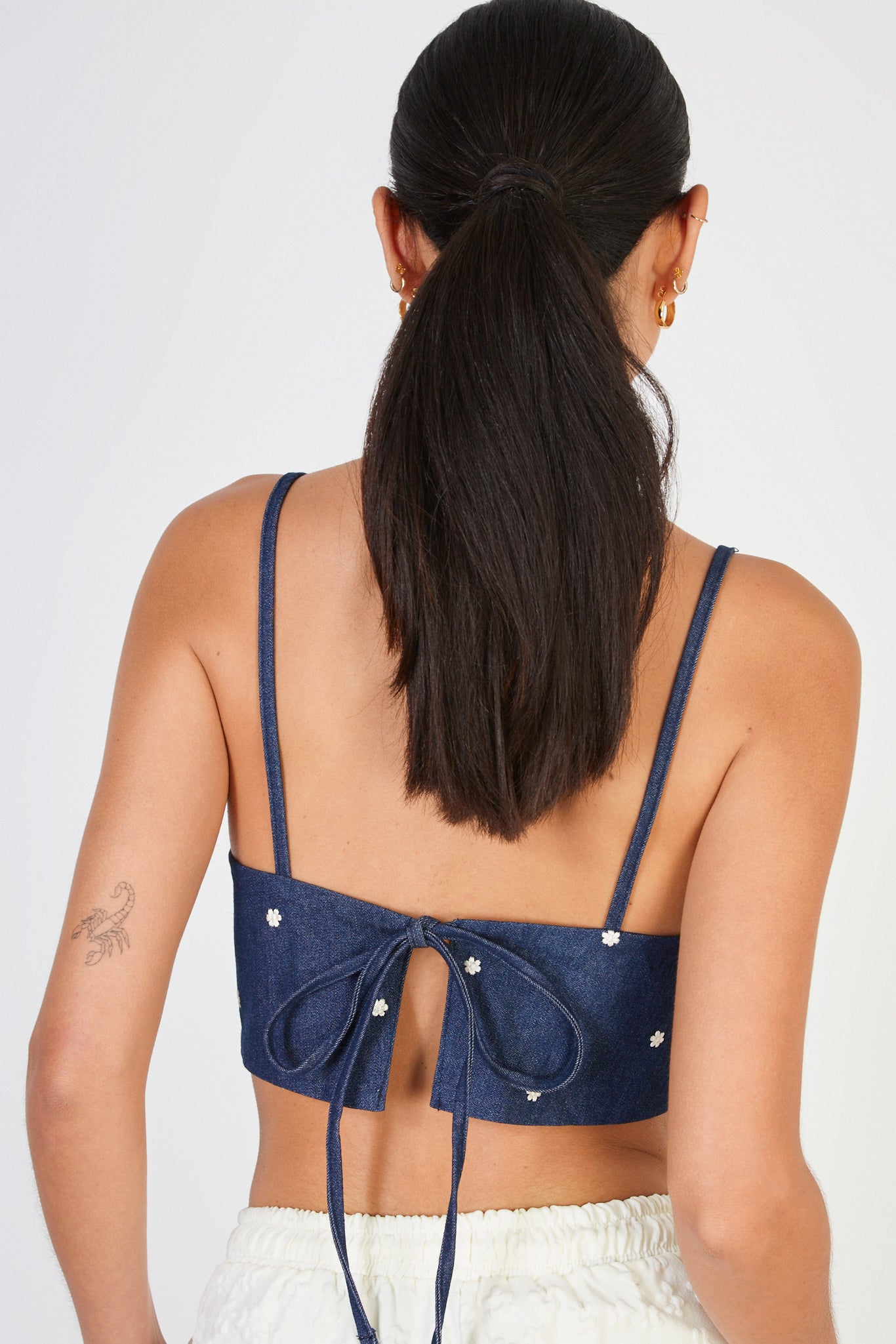 Dark blue denim embroidered floral tank_2
