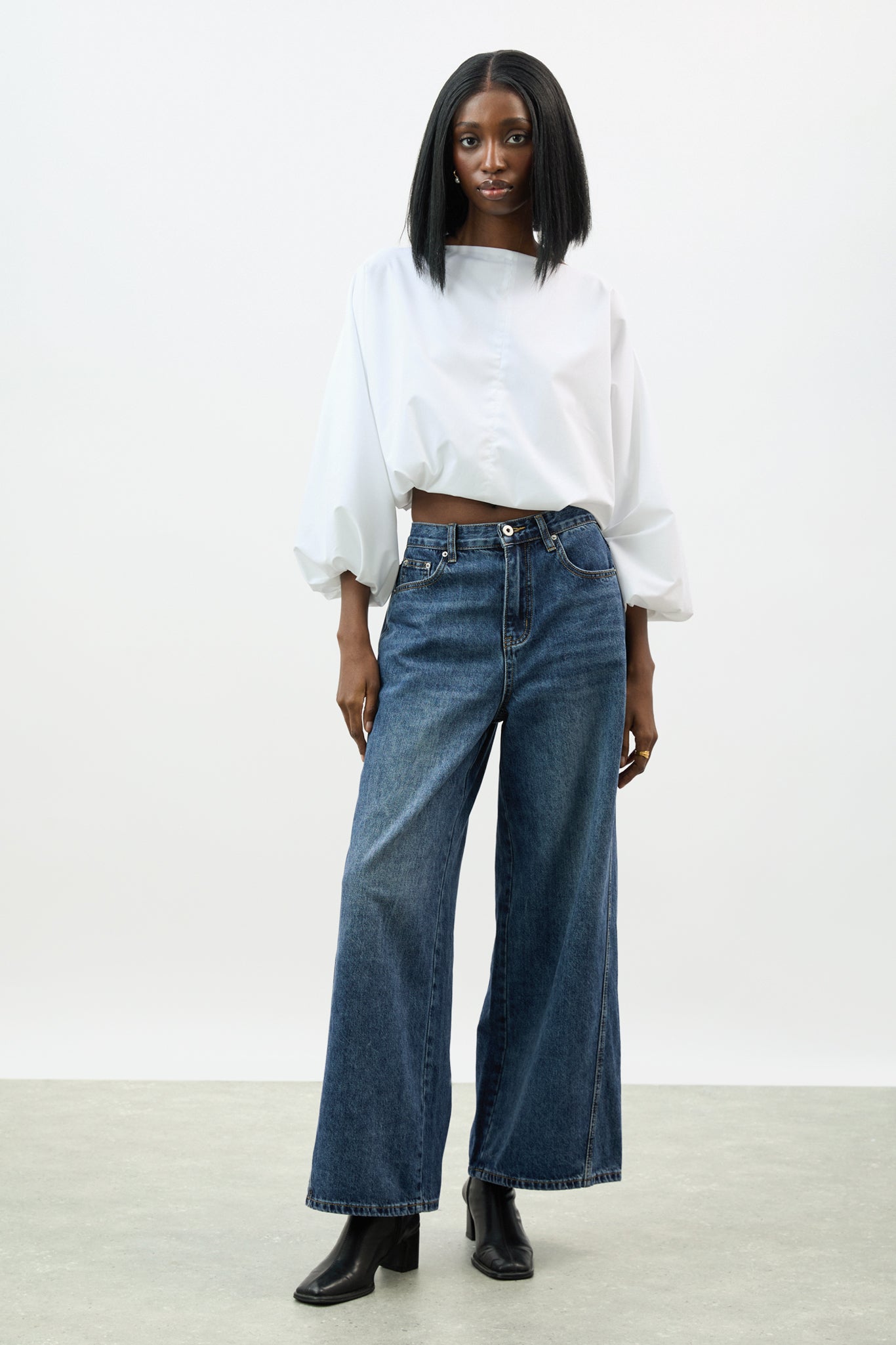 Dark blue super wide leg slouchy jeans_4