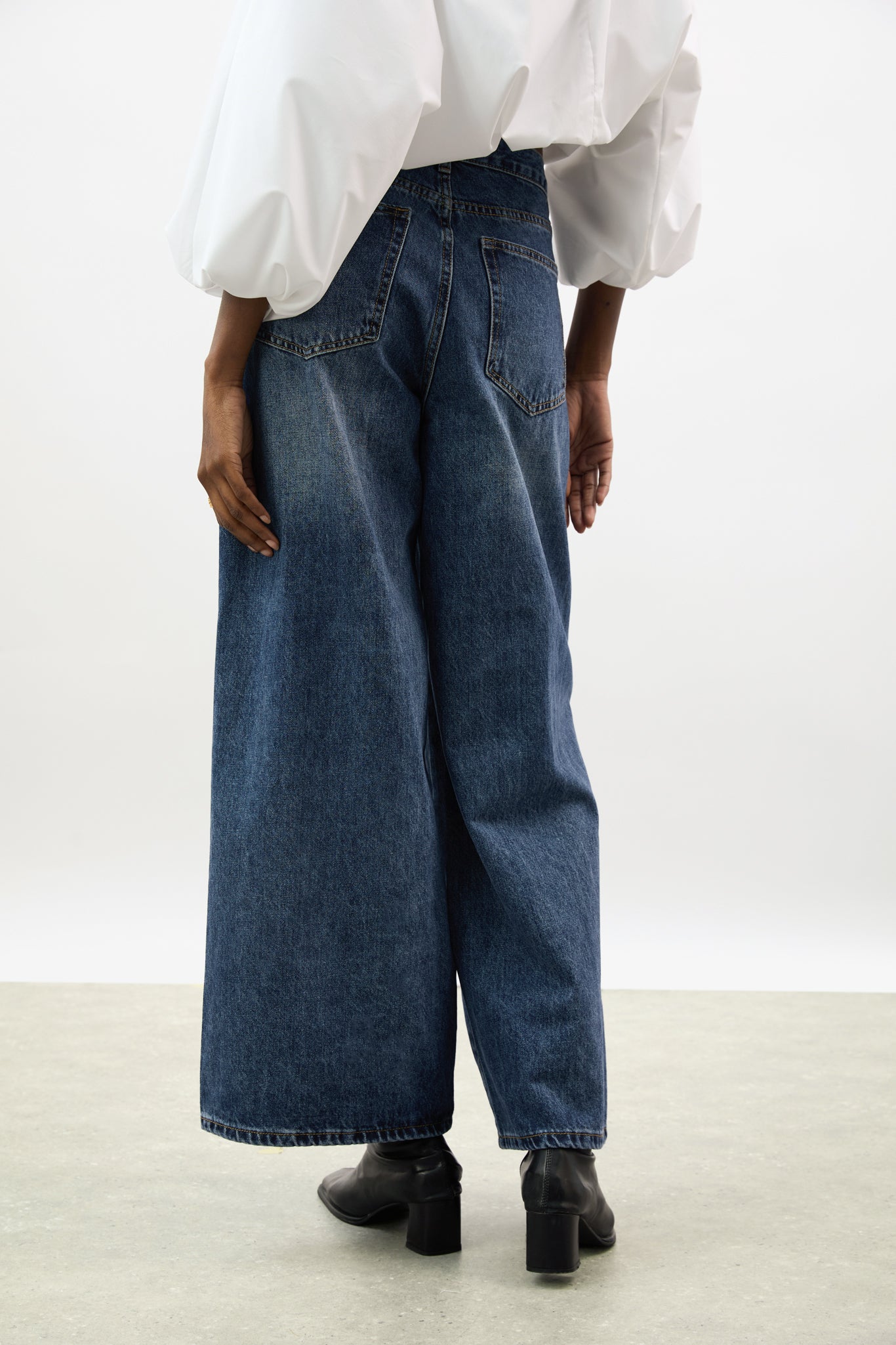 Dark blue super wide leg slouchy jeans_2