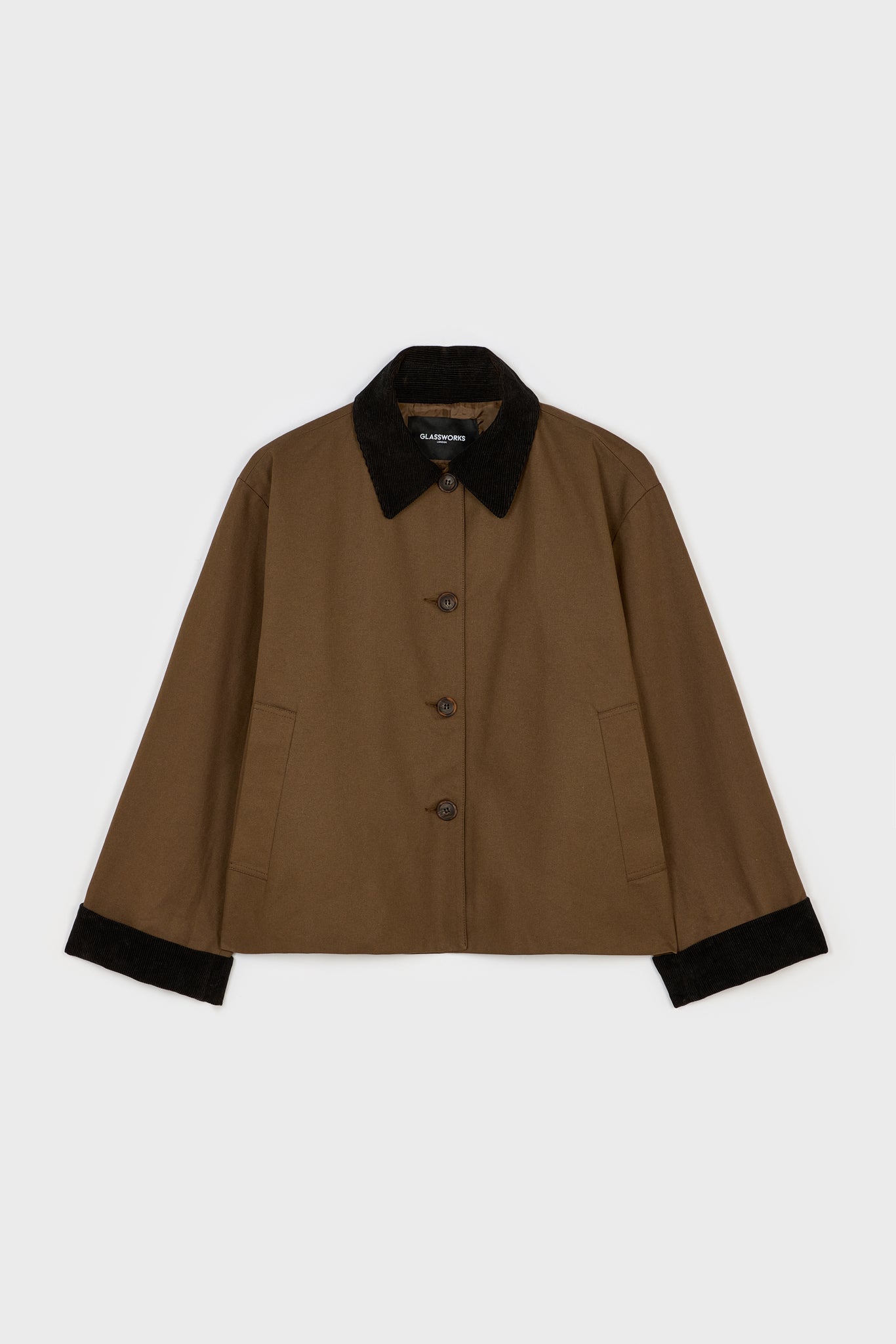 Dark brown and black corduroy collar jacket_7