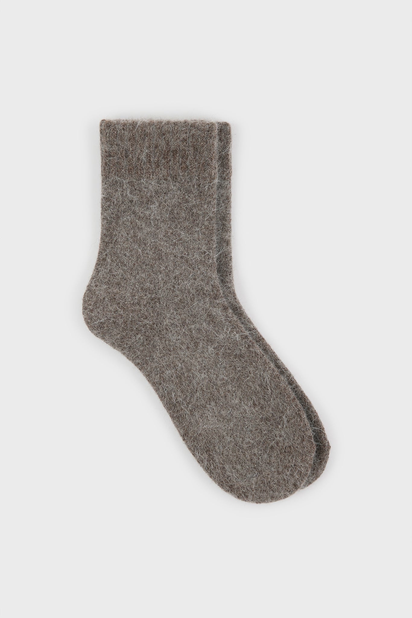 Natural angora ribbed ankle trim socks - Set of 5