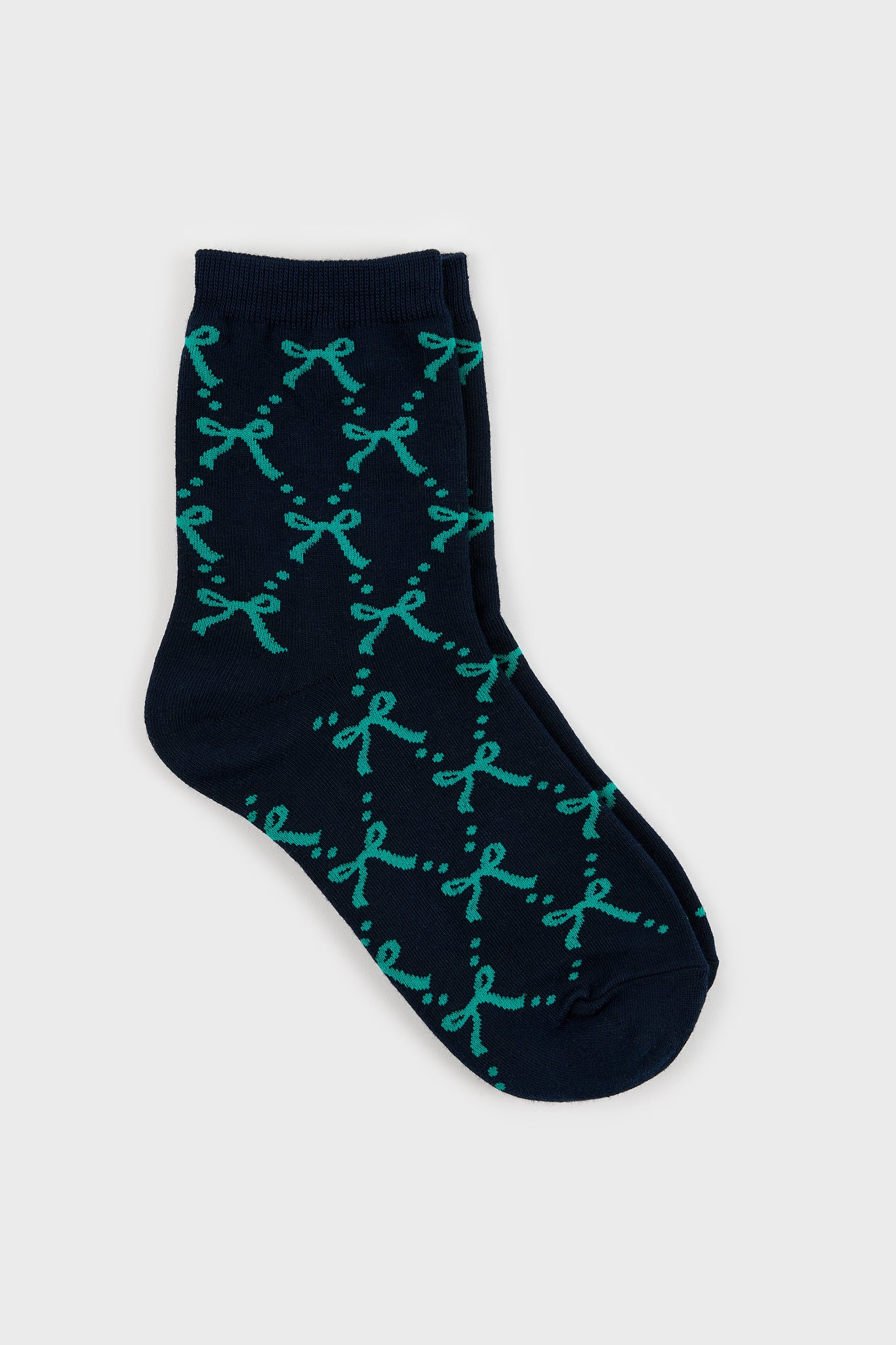 Dark green and teal ribbon and dots socks_1