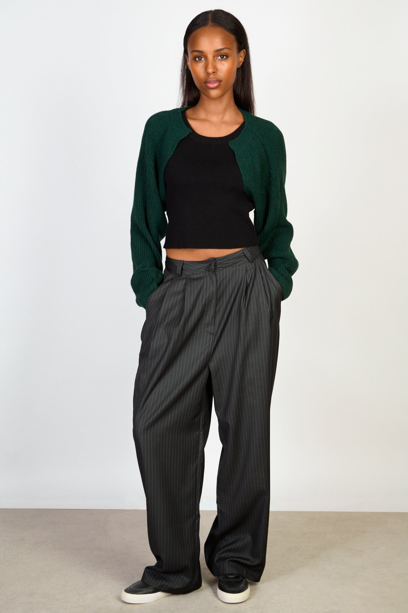 Dark green knit shrug_4