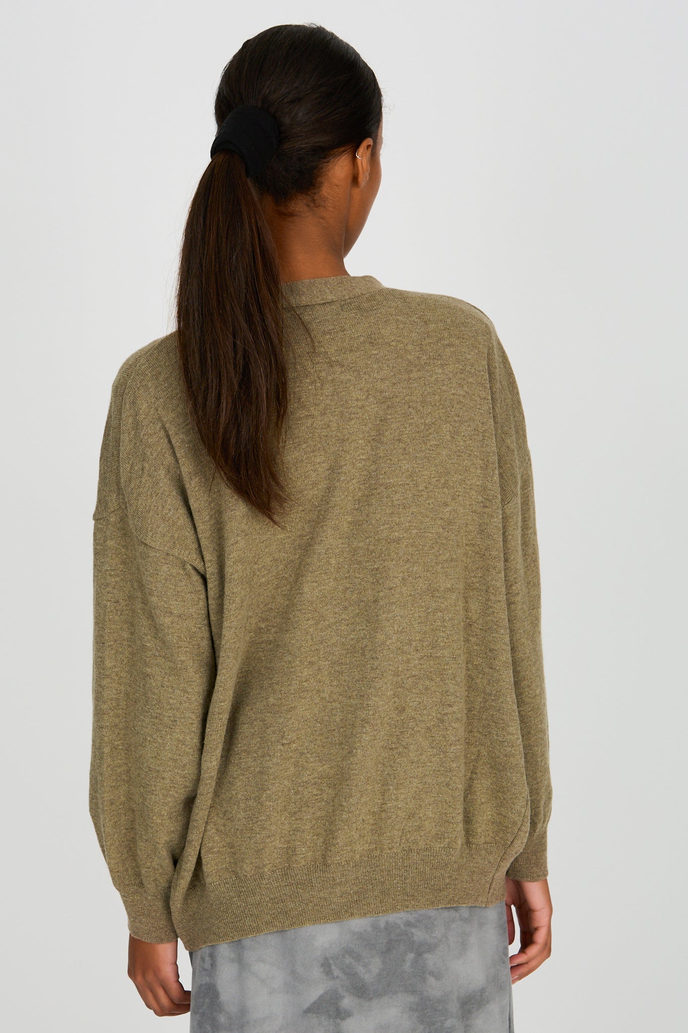 Dark khaki wool blend relaxed cardigan_3