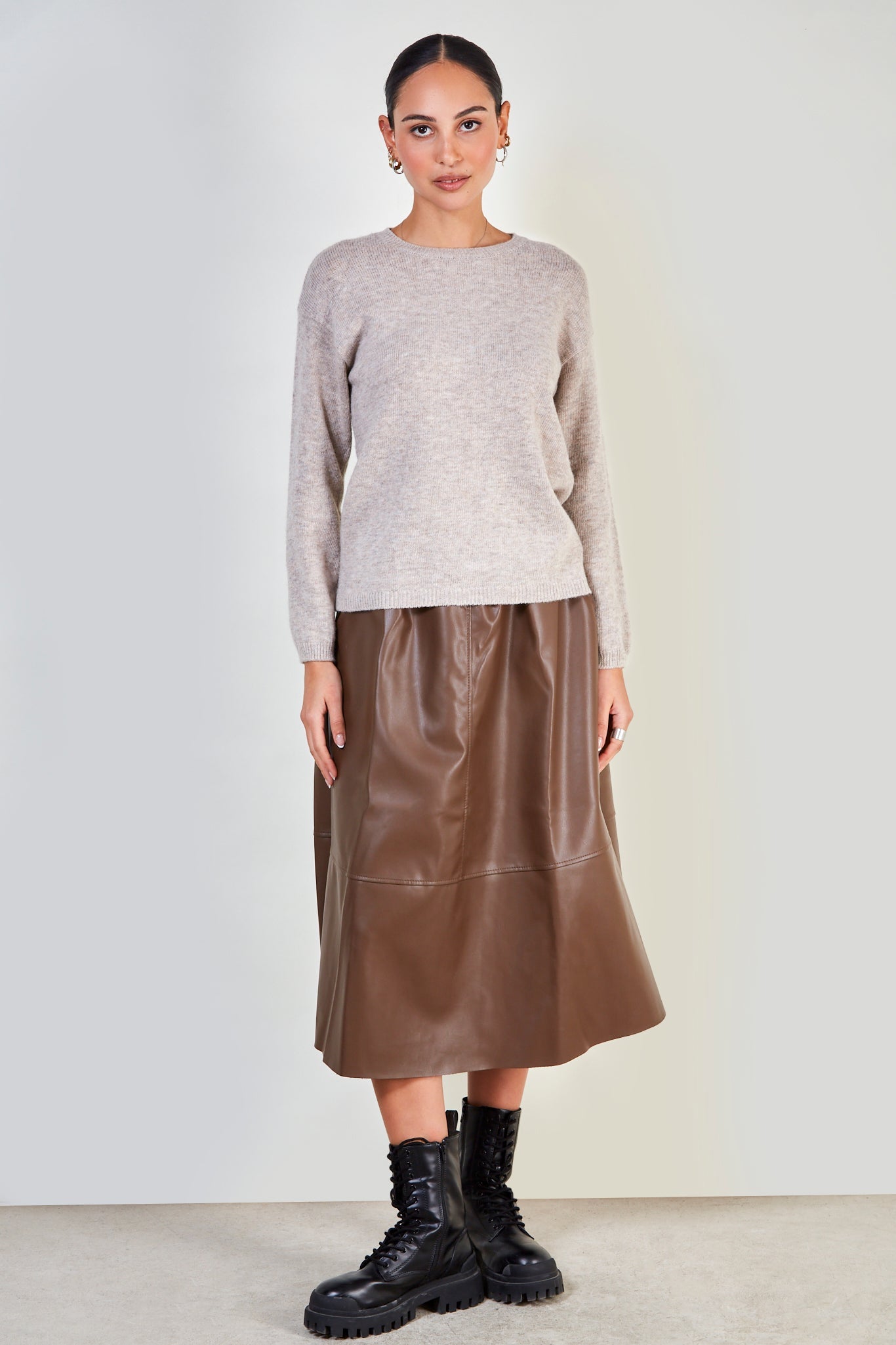 Dark beige alpaca blend light jumper_2