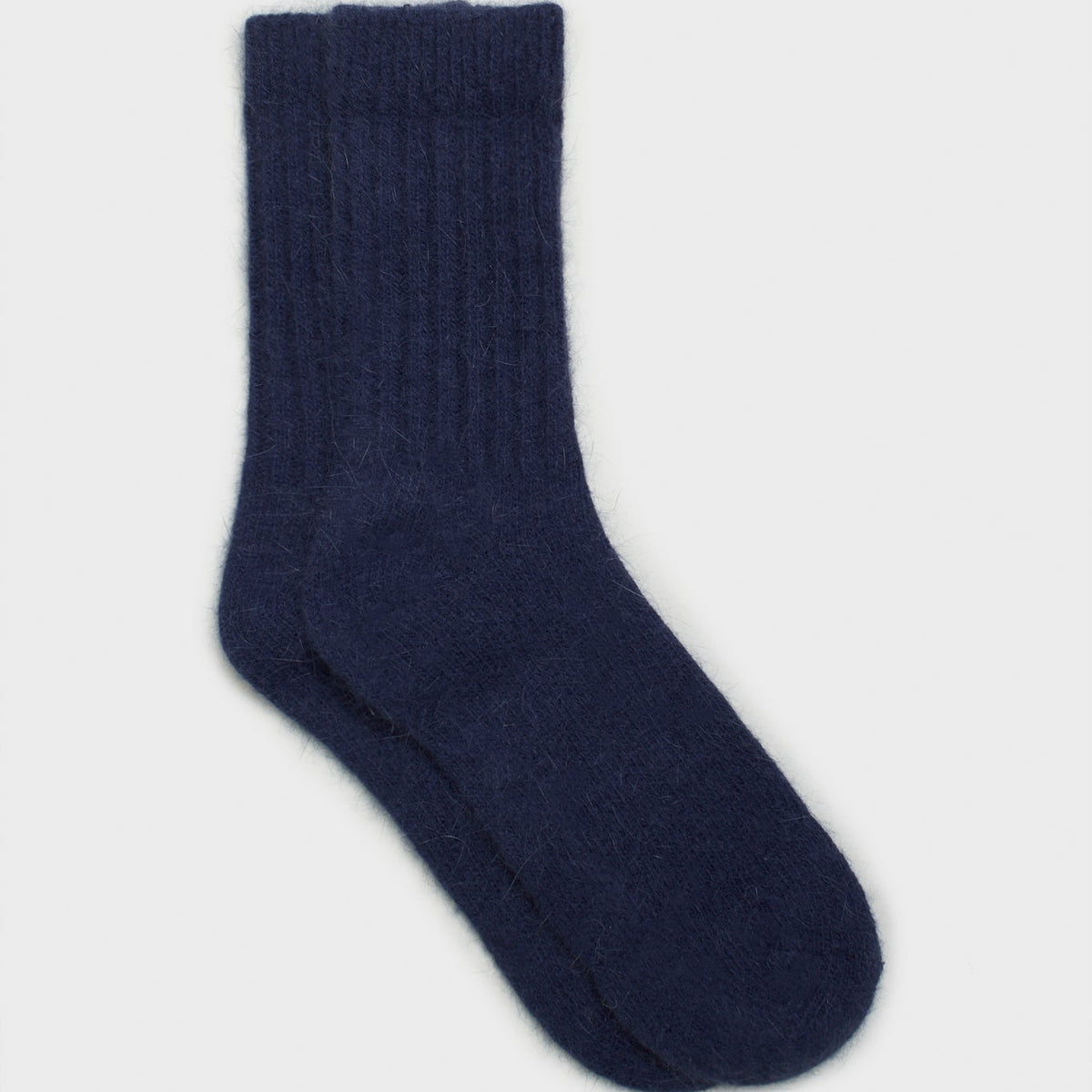 Dark blue angora ribbed socks