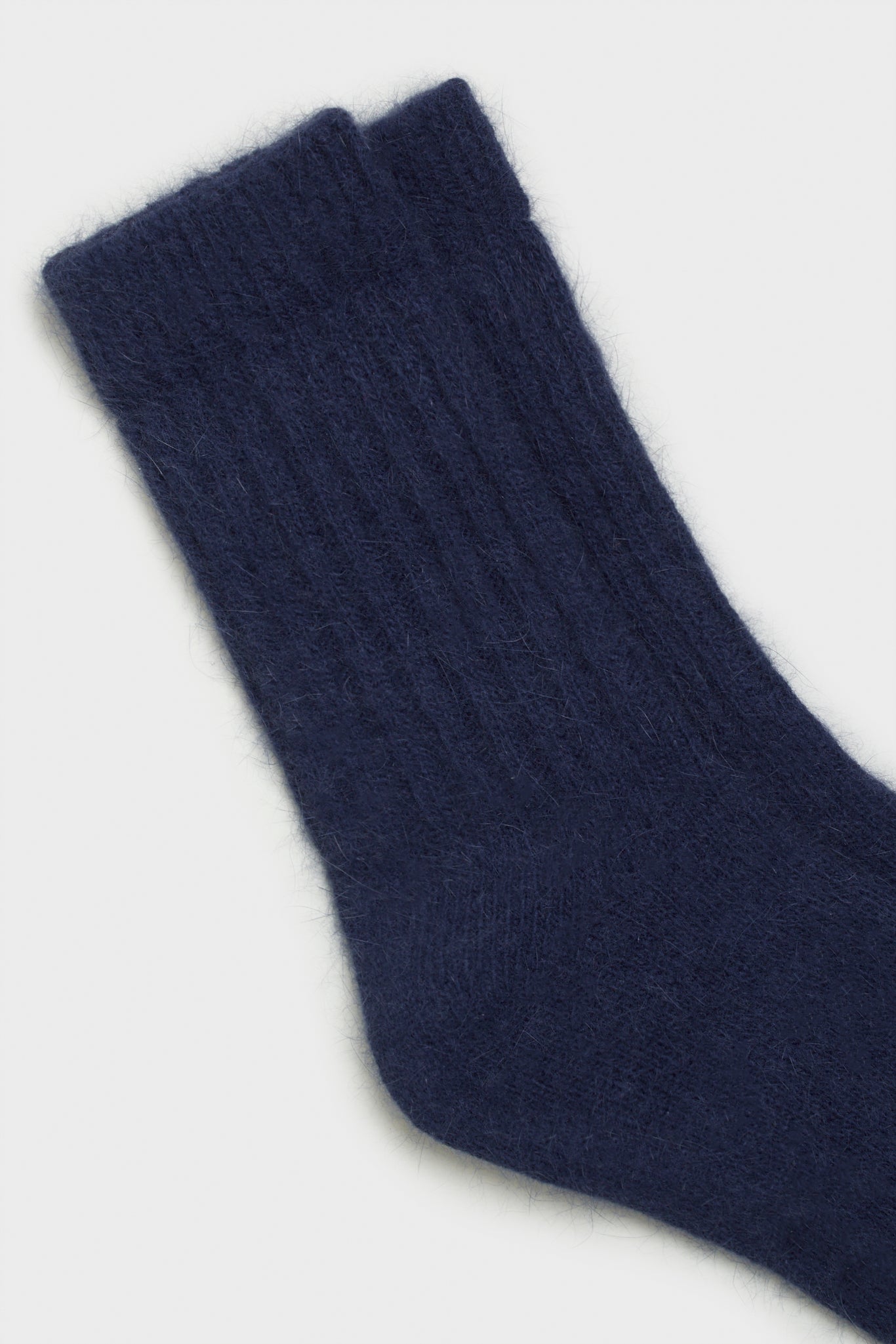 Dark blue angora ribbed socks_2