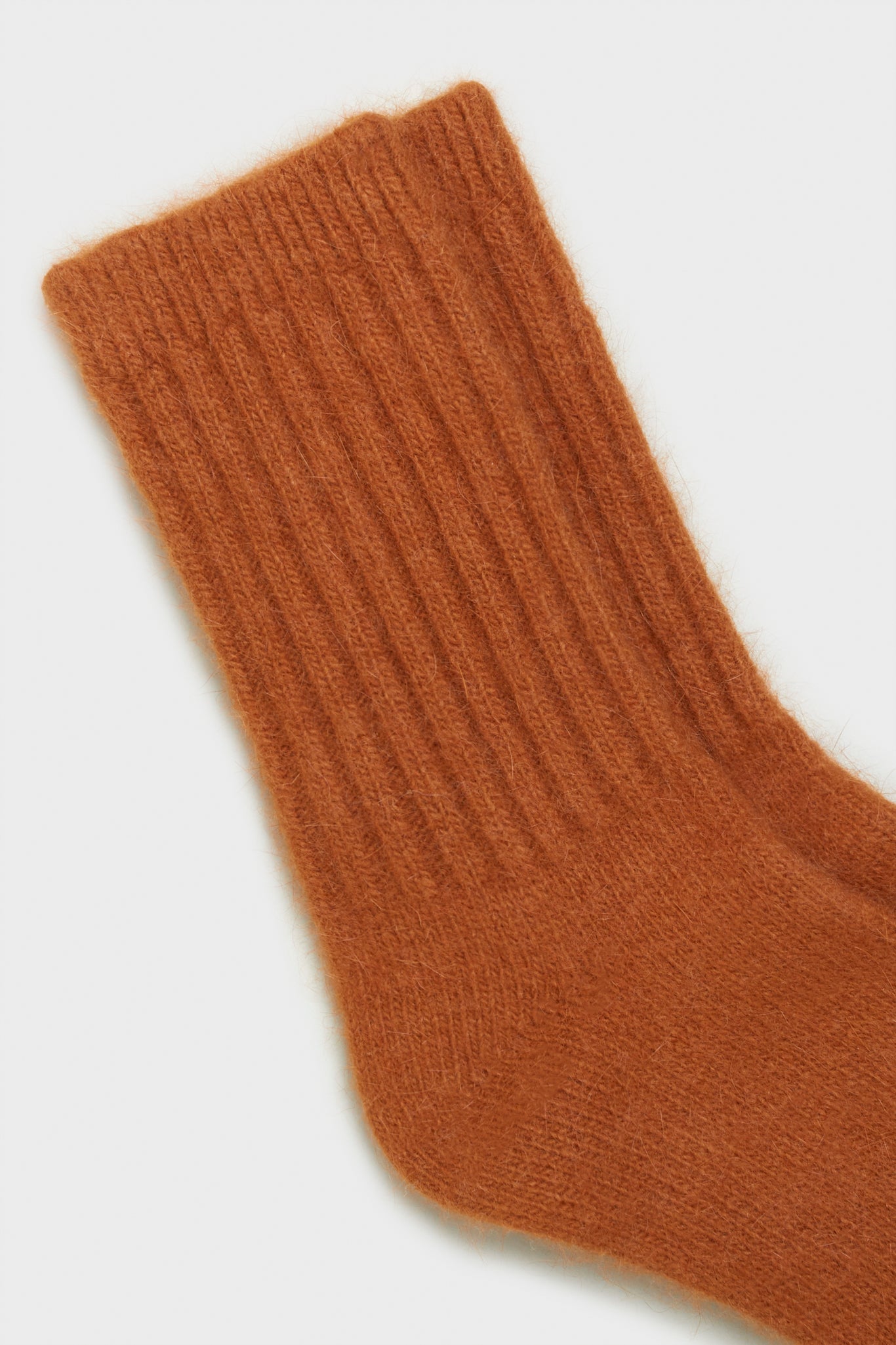 Camel angora ribbed socks_2