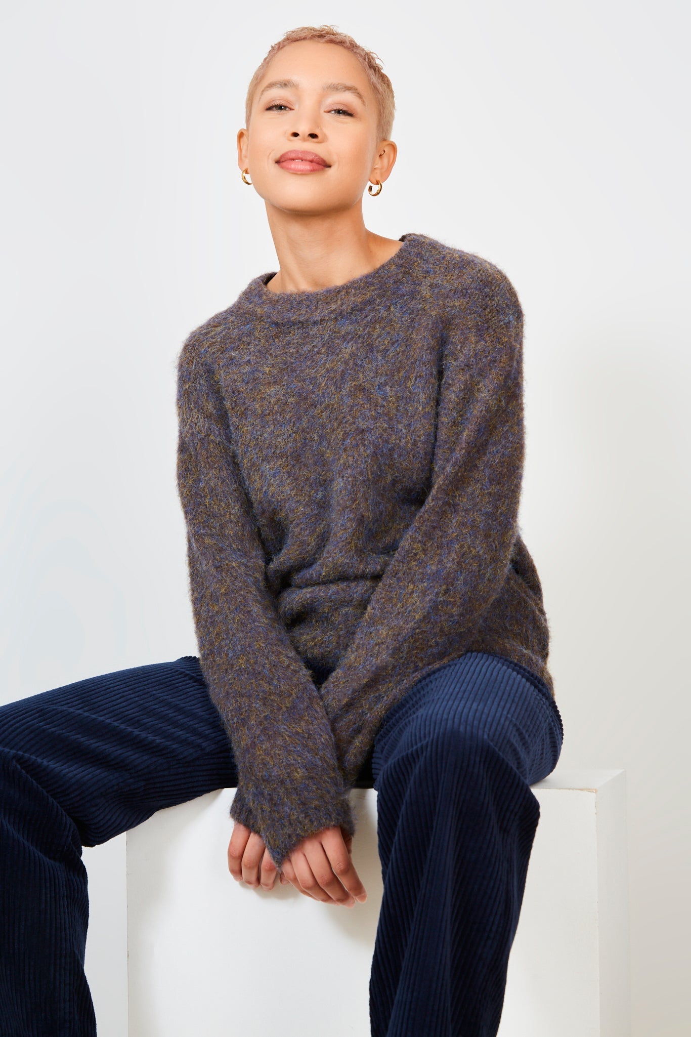 Dark brown and blue ultra soft mohair jumper_1