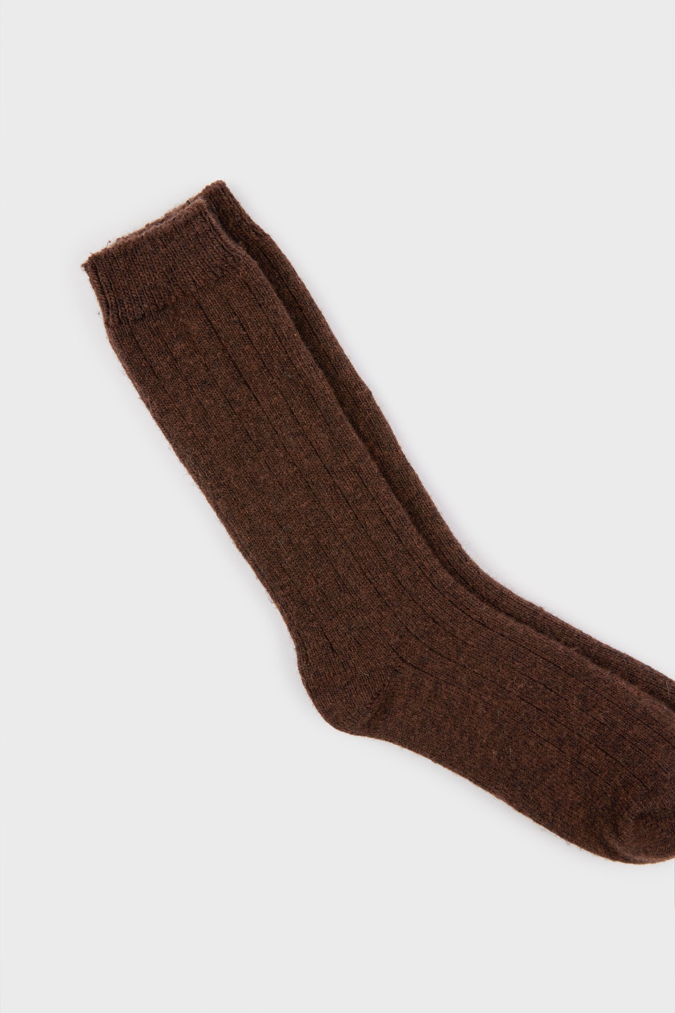 Dark brown cashmere wool blend thick ribbed socks_3